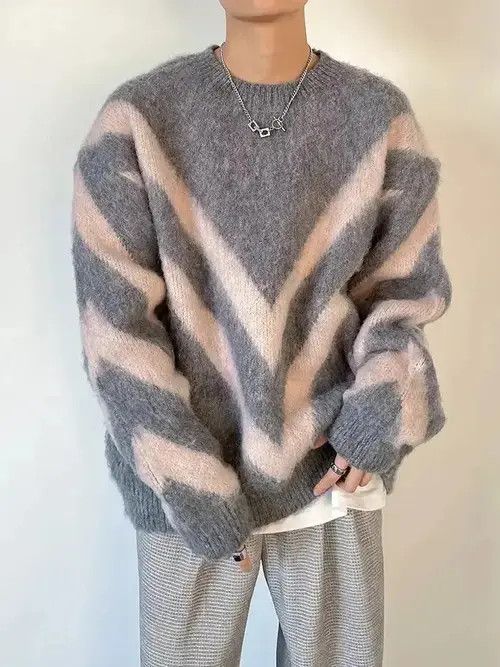 Japanese Brand Luxury Knitted Striped Sweater Size US XL / EU 56 / 4 - 2 Thumbnail