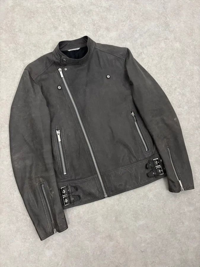 Dior 2010s Dior Grey Asymmetrical Leather Biker Jacket by Kris Van Assche Size US S / EU 44-46 / 1 - 7 Thumbnail