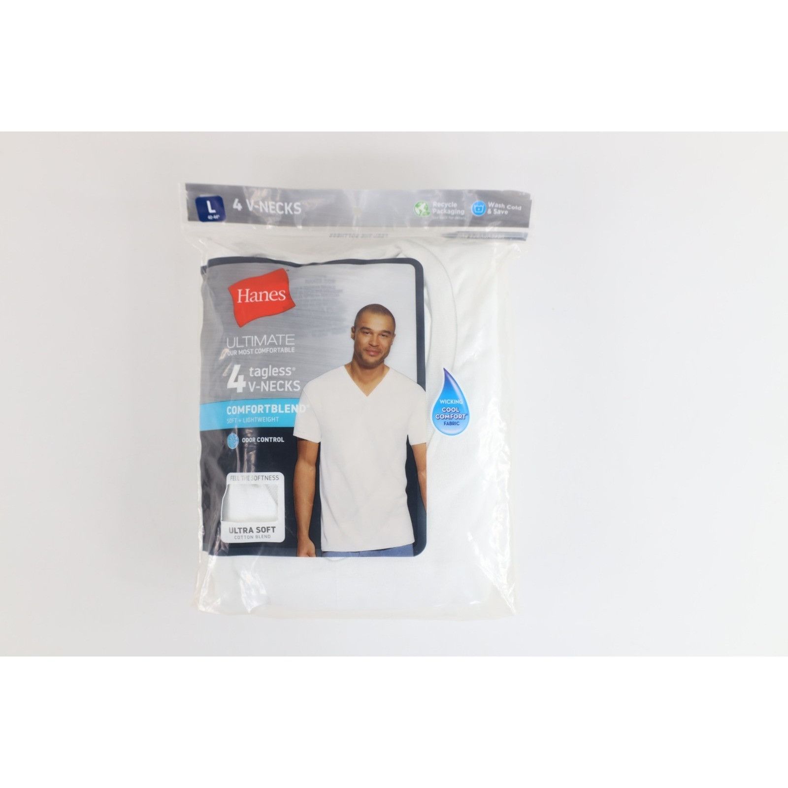 Hanes New Hanes Pack of 4 Blank Tagless V-Neck T-Shirt Size US L / EU 52-54 / 3 - 1 Thumbnail