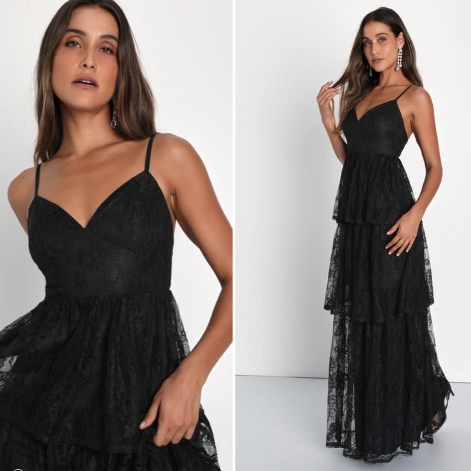 Lulus LULU's Prom Wedding Bridesmaid Tiered Lace Boho Ruffles Maxi Size L / US 10 / IT 46 - 3 Thumbnail