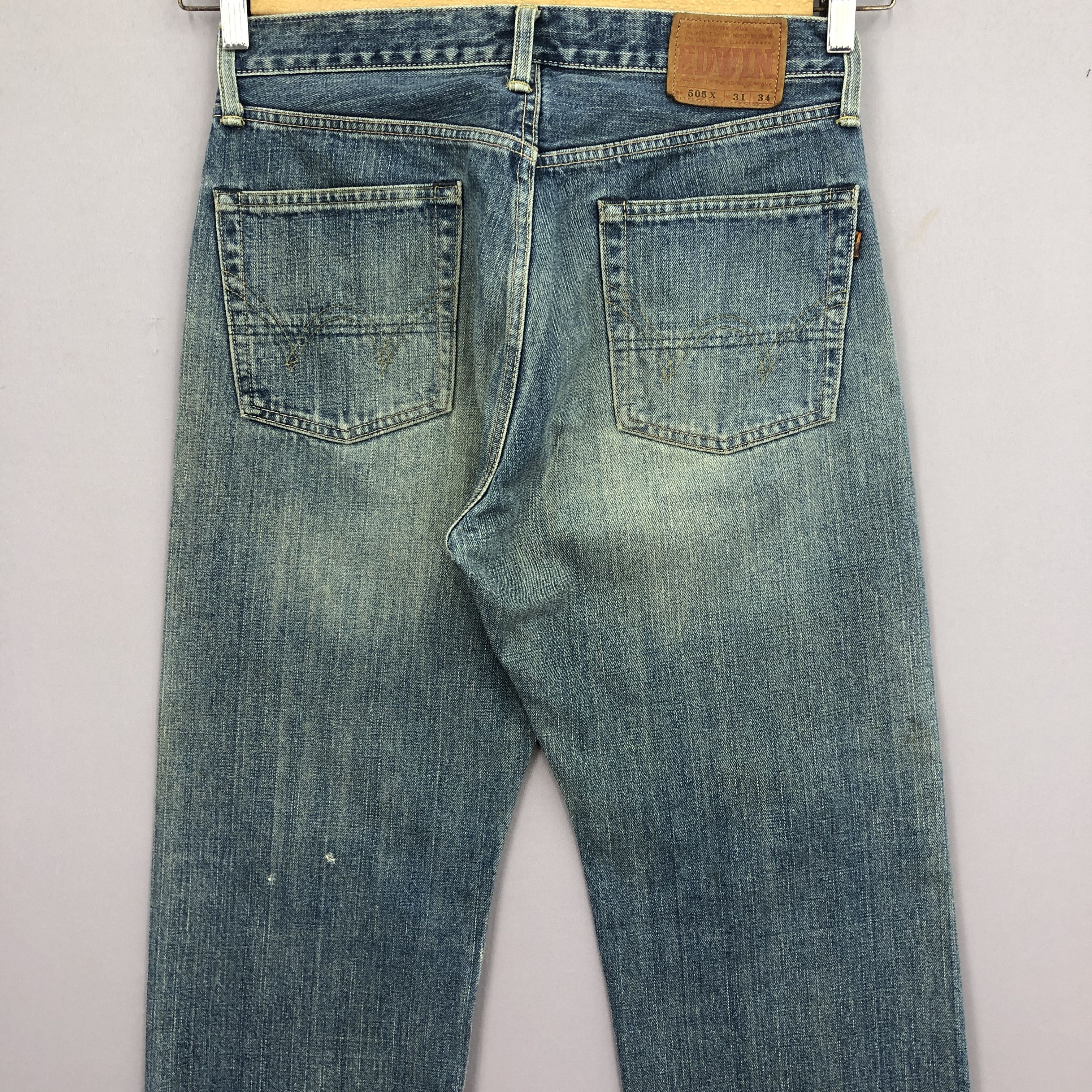 Japanese Brand Vintage Edwin 505x Selvedge Jeans 90s Mud Wash Faded Denim Size US 30 / EU 46 - 4 Thumbnail