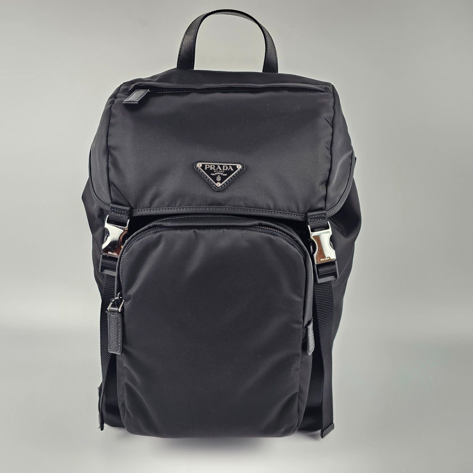 Prada PRADA $2500 Black Re-Nylon And Saffiano Leather Backpack New Size ONE SIZE - 1 Thumbnail