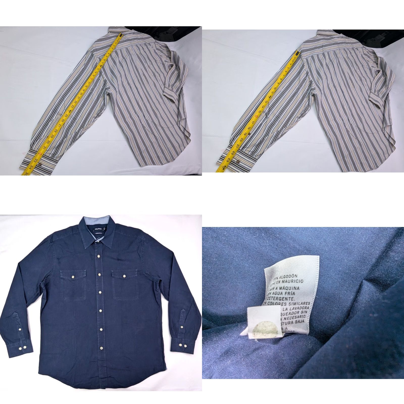 Nautica Nautica Dress Shirts LOT x 2 Sanded Poplin 80s 2-Ply Cotton Button LRG Men Size US L / EU 52-54 / 3 - 9 Thumbnail