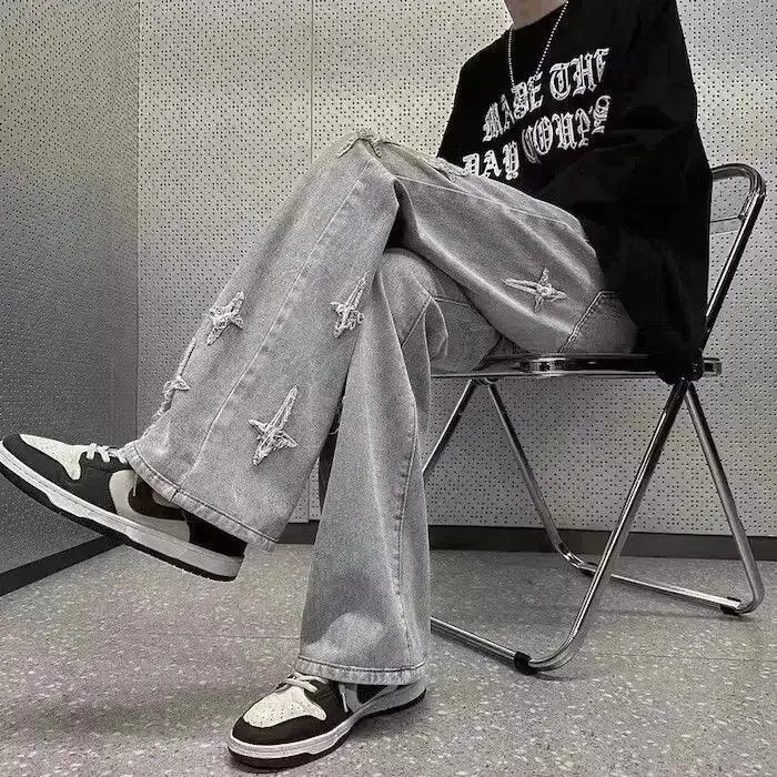 Japanese Brand Star Baggy Gray Denim Jeans Size US 32 / EU 48 - 4 Thumbnail