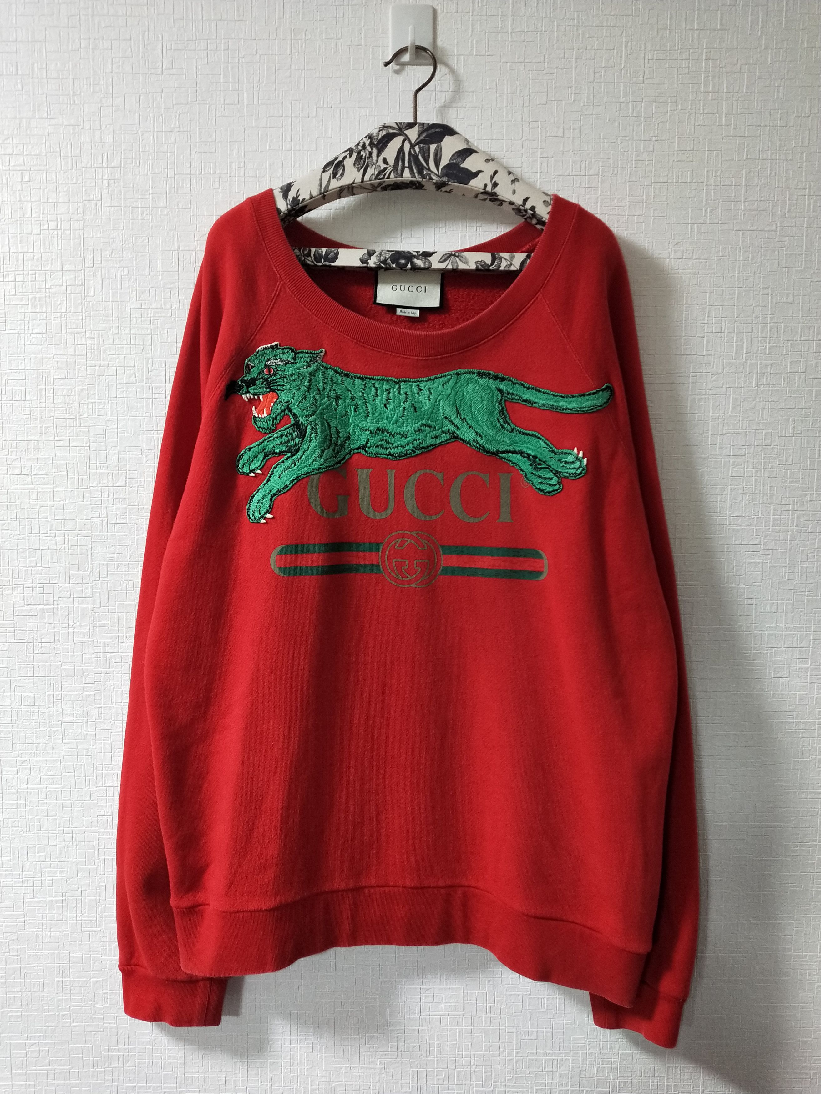image of Gucci Panther Logo Sweatshirt in Red, Men's (Size XL)
