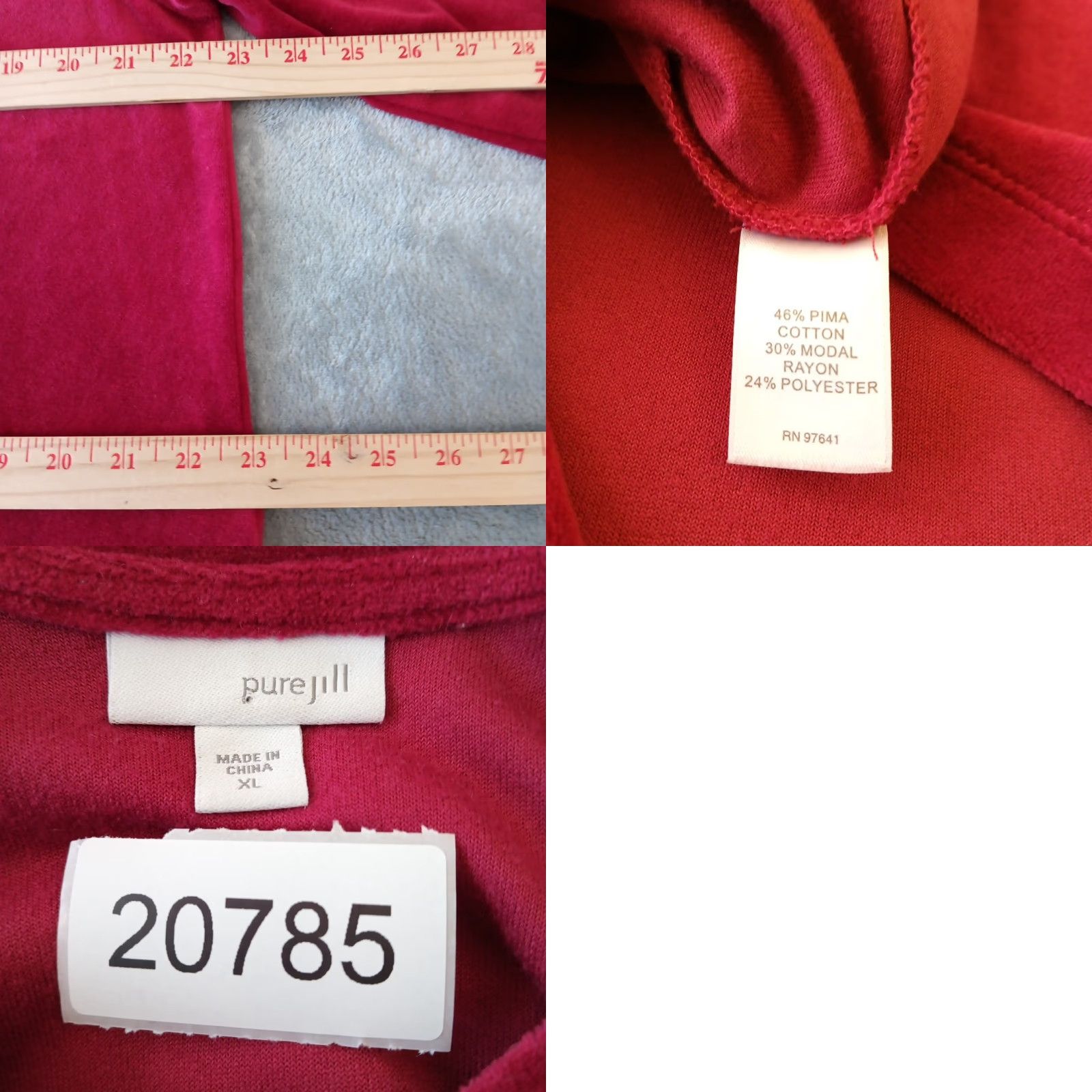 J. Jill J.Jill Shift Dress XL Red Velour Long Sleeve Pockets Knee Length Women Regular Vintage No Dress Size XL / US 12-14 / IT 48-50 - 8 Thumbnail