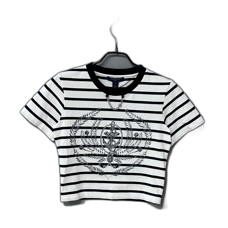 Louis Vuitton Short Sleeve Cropped LV Logo T -2505 Size S / US 4 / IT 40 - 1 Thumbnail