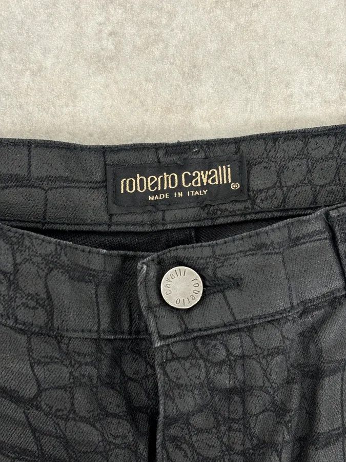 Roberto Cavalli AW2001 Roberto Cavalli Crocodile Effect Obscure Black Pants Size US 32 / EU 48 - 10 Thumbnail