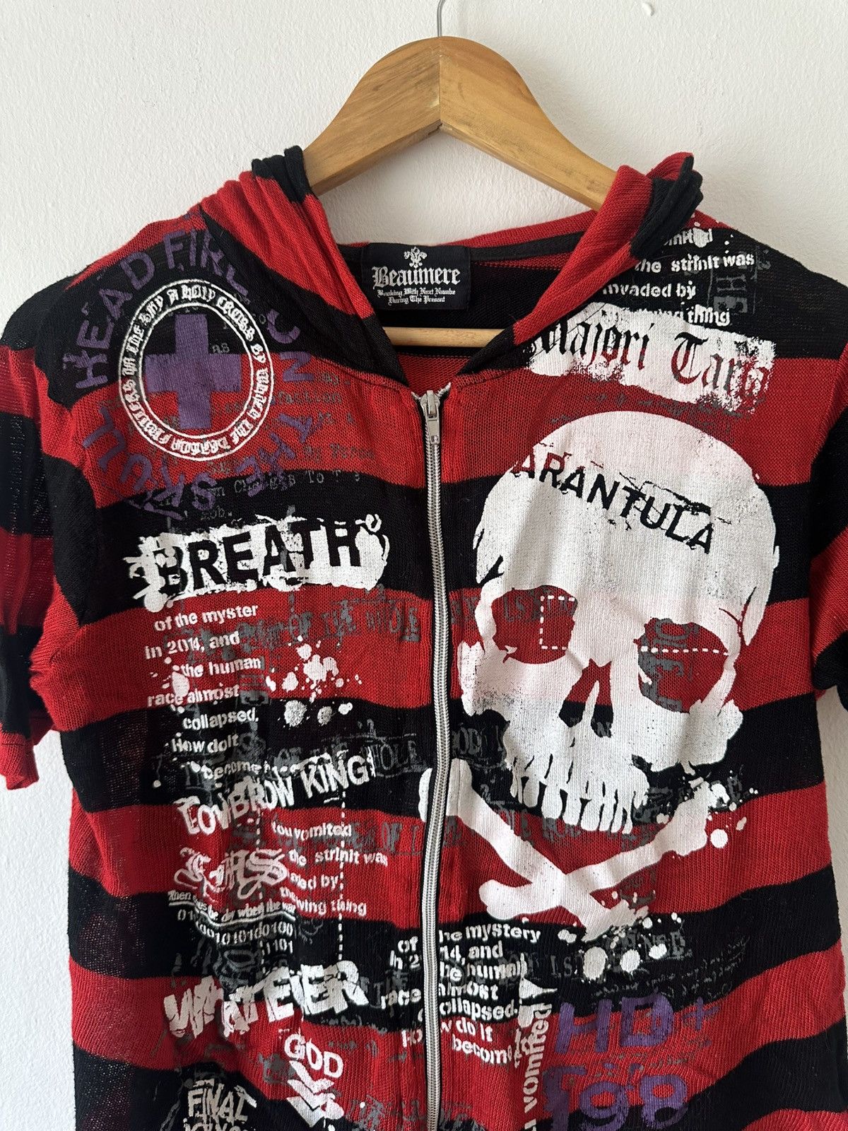 Japanese Brand Y2K Affliction Beumare Skull Poem Zipper Hoodie Size US L / EU 52-54 / 3 - 3 Thumbnail