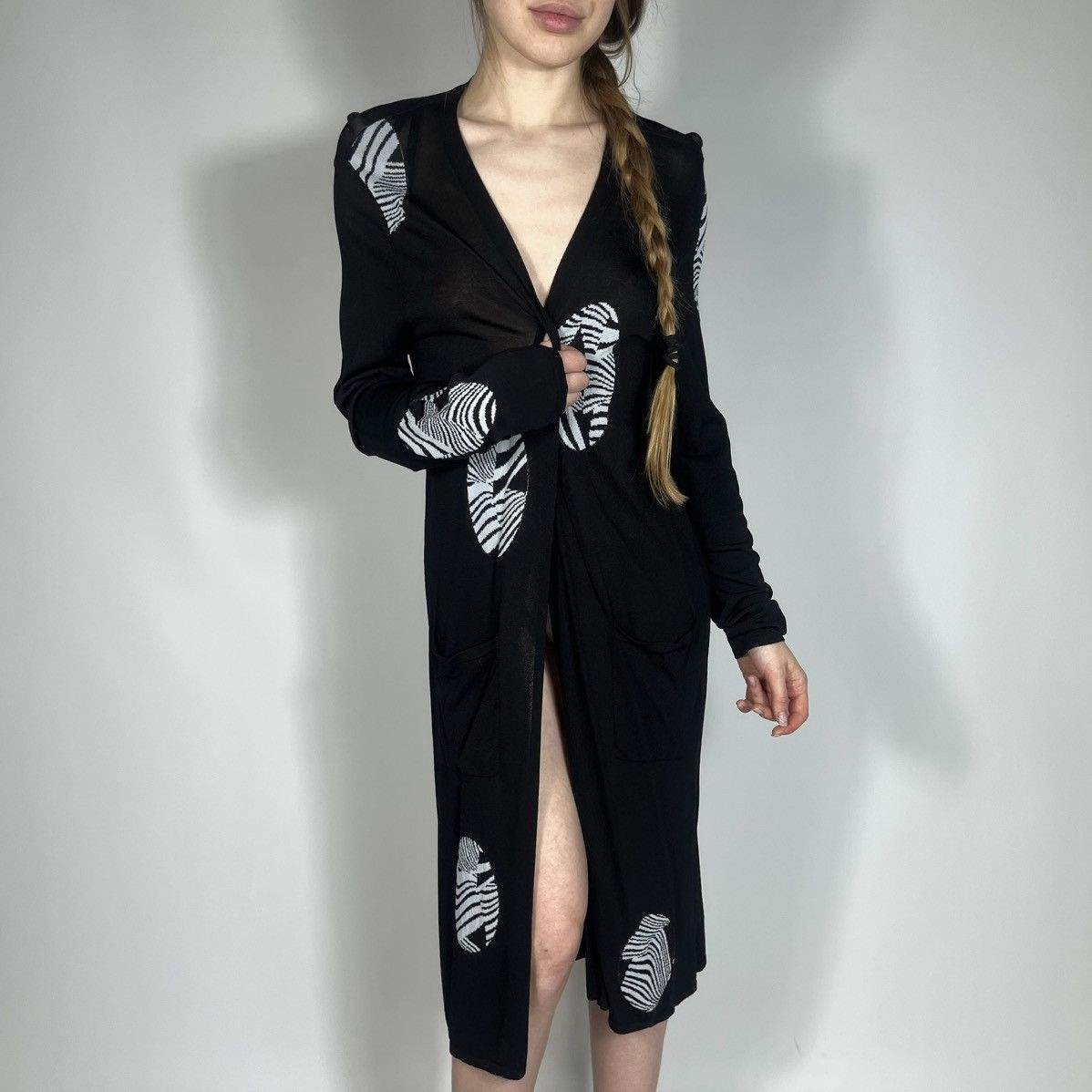 Joseph Ribkoff Vintage Y2K Joseph Ribkoff Mesh Long Cardigan / Dresses Size L / US 10 / IT 46 - 4 Thumbnail