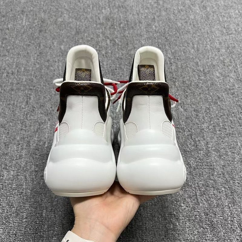 Louis Vuitton Louis Vuitton Women's White and Red Running Shoes -2505 Size US 7 / IT 37 - 2 Thumbnail