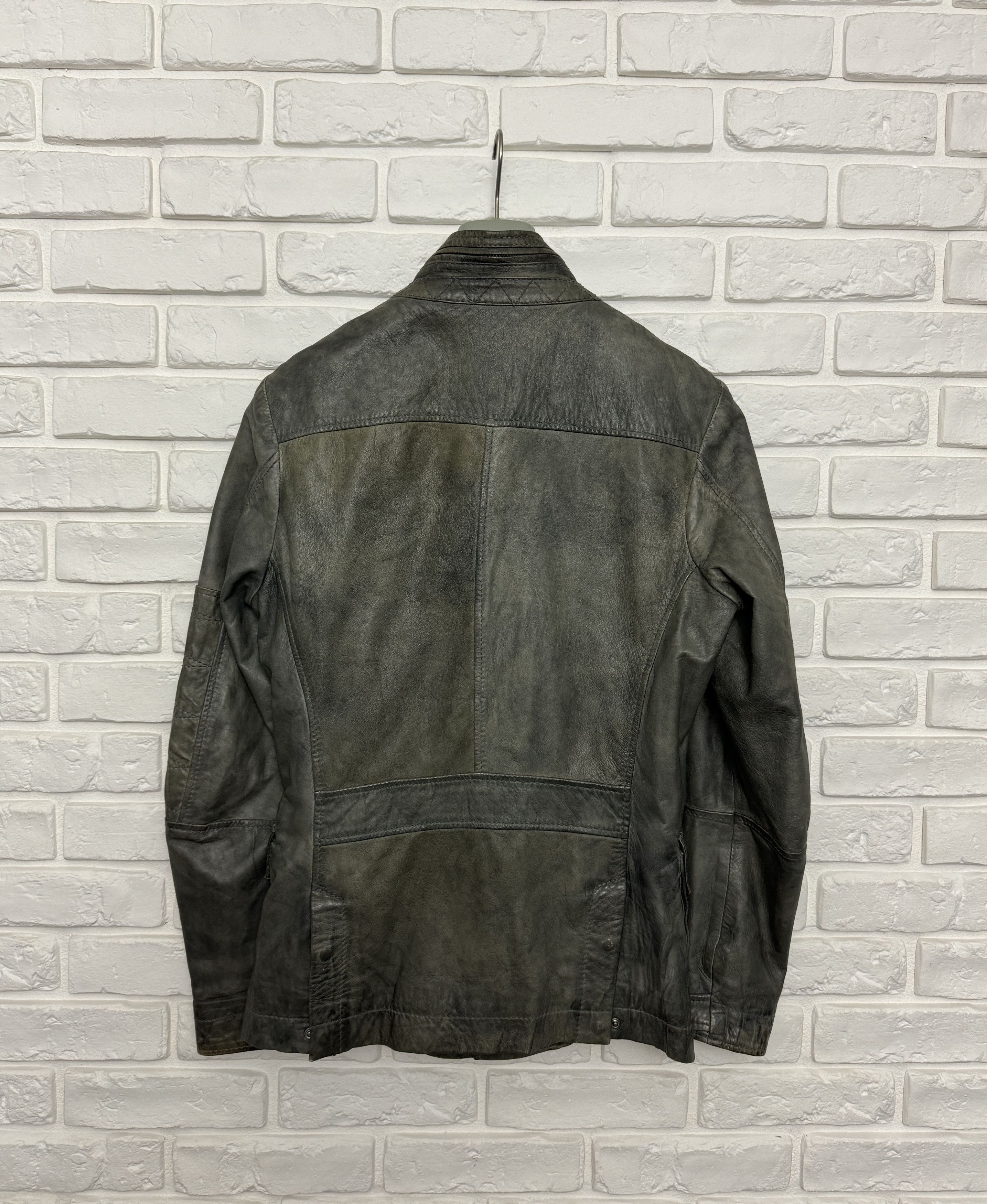 Diesel Men's Diesel Lamb Leather Jacket Biker Gray Olive Size S Size US S / EU 44-46 / 1 - 9 Thumbnail