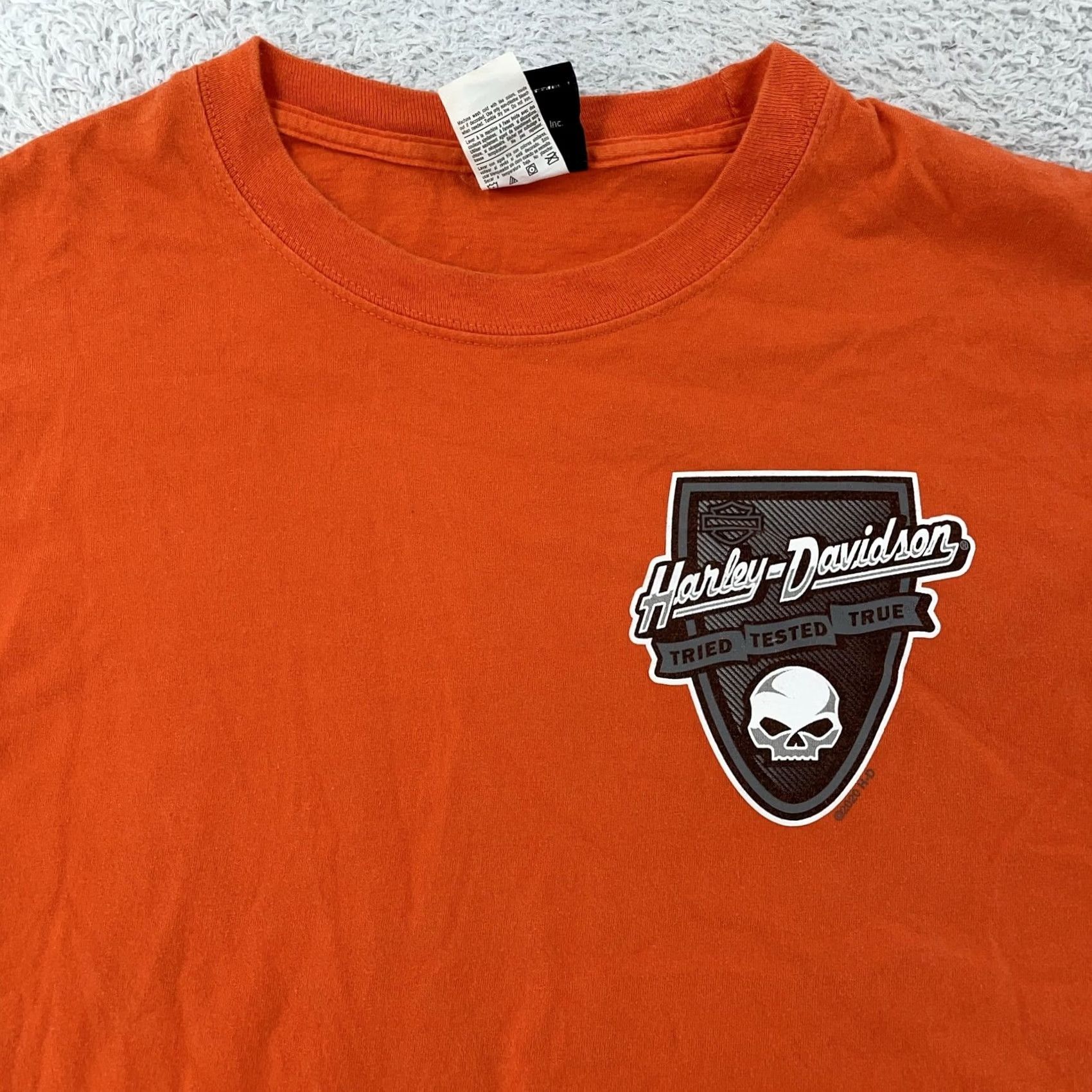 Harley Davidson Harley-Davidson Shirt Medium Orange Graphic Print Short Sleeve Crew Neck Biker Skull Men M Size US M / EU 48-50 / 2 - 2 Thumbnail