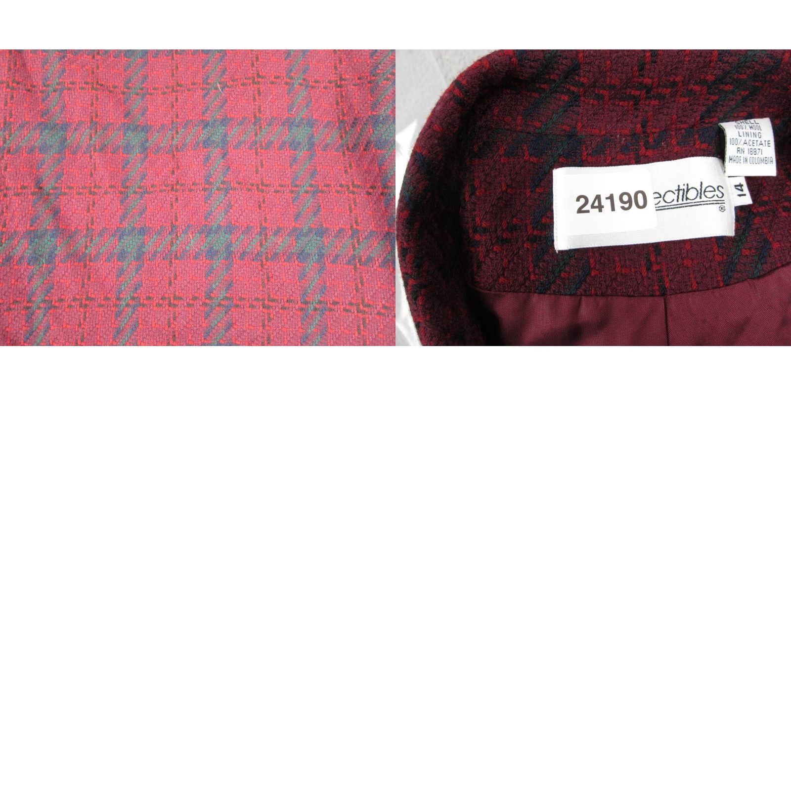 Vintage VINTAGE JH Collectibles Jacket Womens Size 14 Red 100% Wool Houndstooth Blazer Long Sleeve Casual Fall Winter Pockets 80s 90s Womens Jacket Size XL / US 12-14 / IT 48-50 - 9 Thumbnail