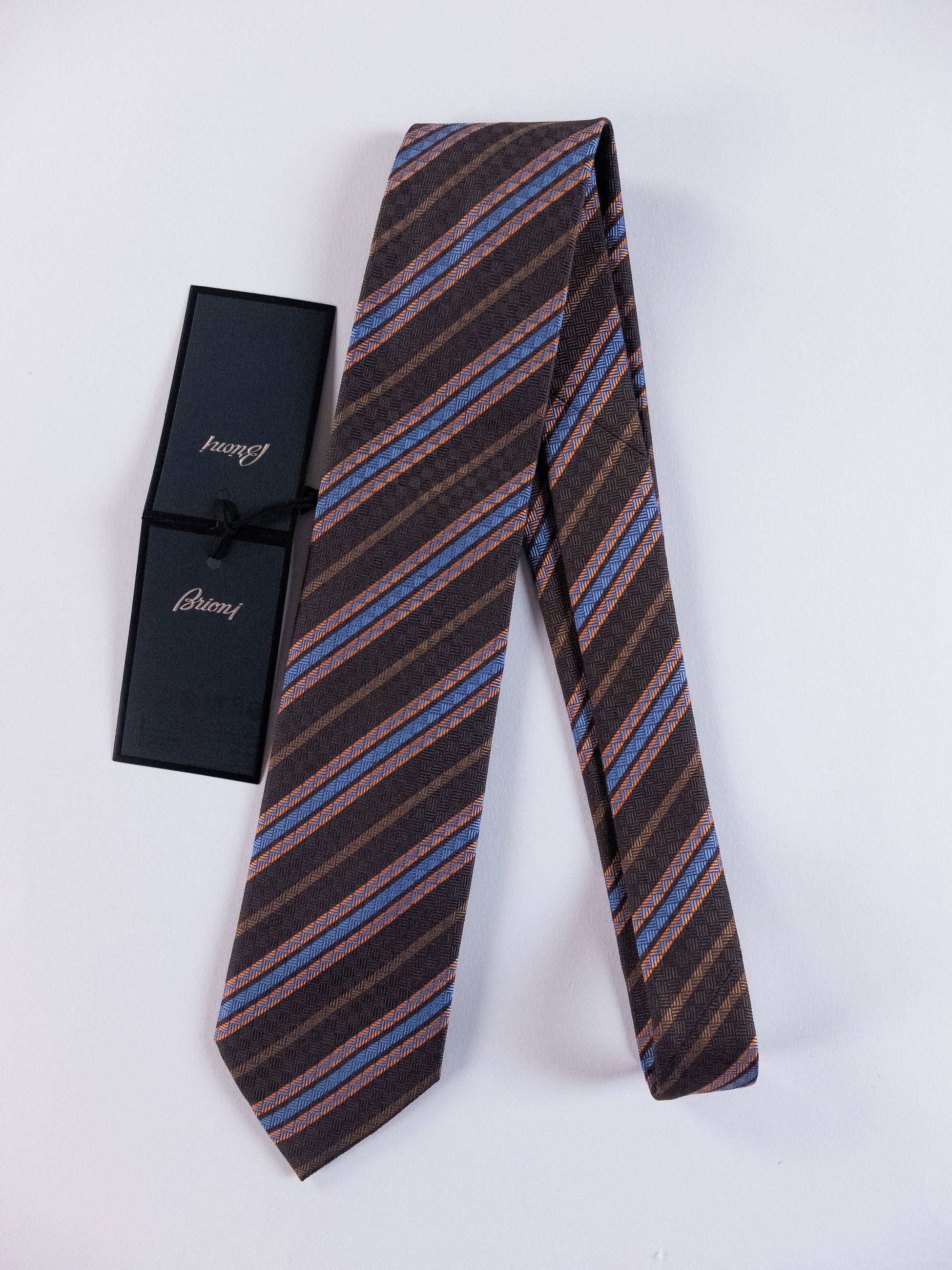 Brioni BRIONI hand made brown striped silk tie authentic Size ONE SIZE - 1 Thumbnail