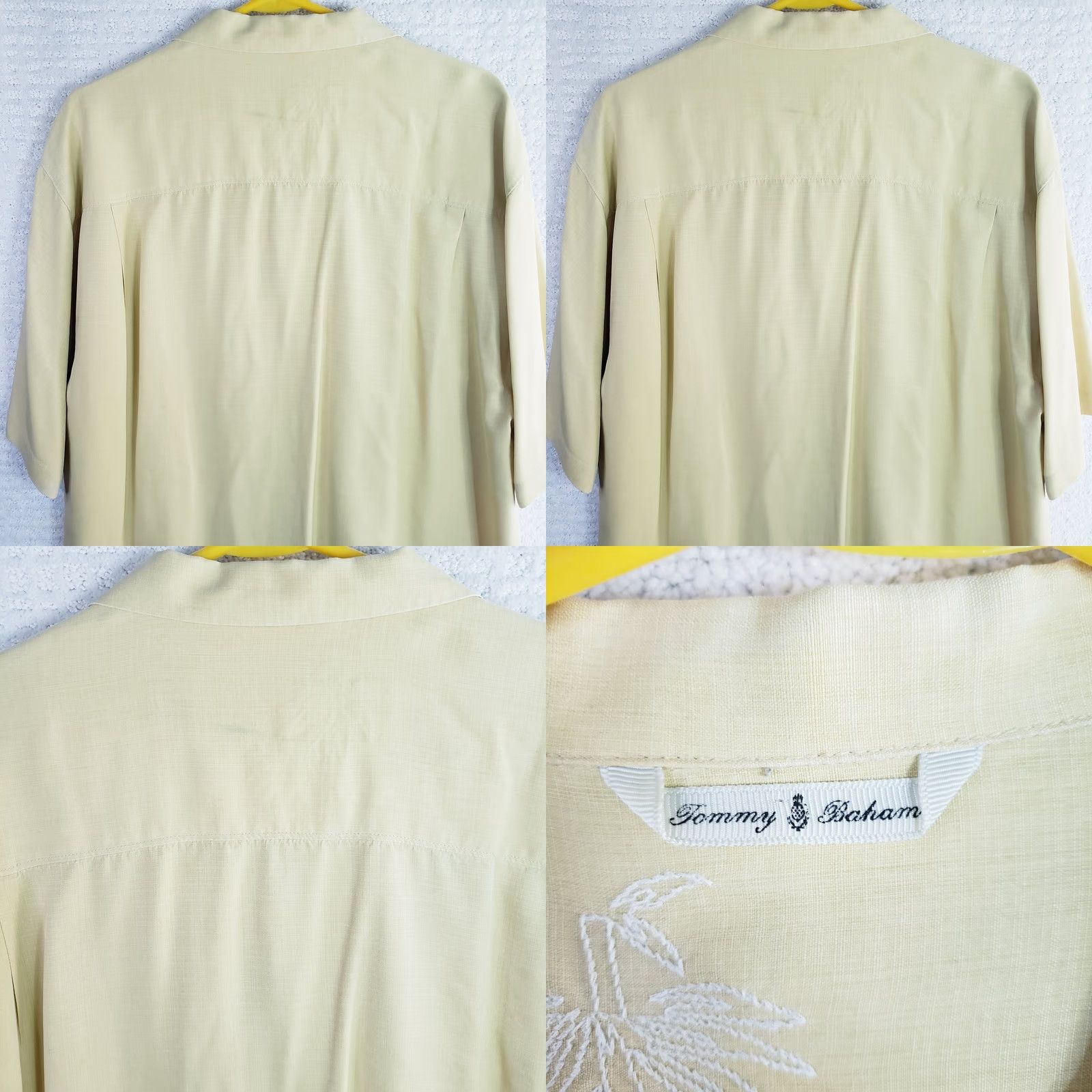 Tommy Bahama Tommy Bahama 100% Silk Men Shirt Yellow Floral Hawaiian Button Front Short Sleeve L Textured Pocketed Zip? Size US L / EU 52-54 / 3 - 8 Thumbnail
