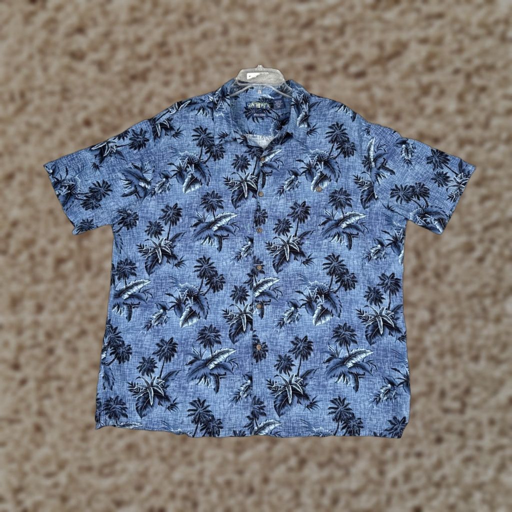 Vintage Campia Shirt Mens 2XL Blue Short Sleeve Hawaiian Palm Tree Button Up Tropical Size US XXL / EU 58 / 5 - 1 Thumbnail