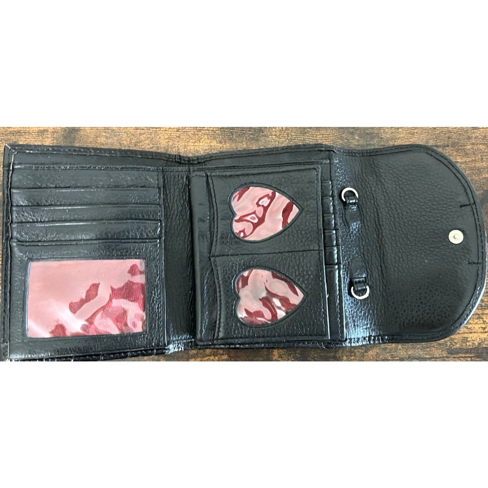 Brighton Brighton Wallet Bi-Fold Leather Black Womens Silver Credit Card Folding Croc Leather Bifold 5.5” x 4.5” Good Condition Size ONE SIZE - 5 Thumbnail