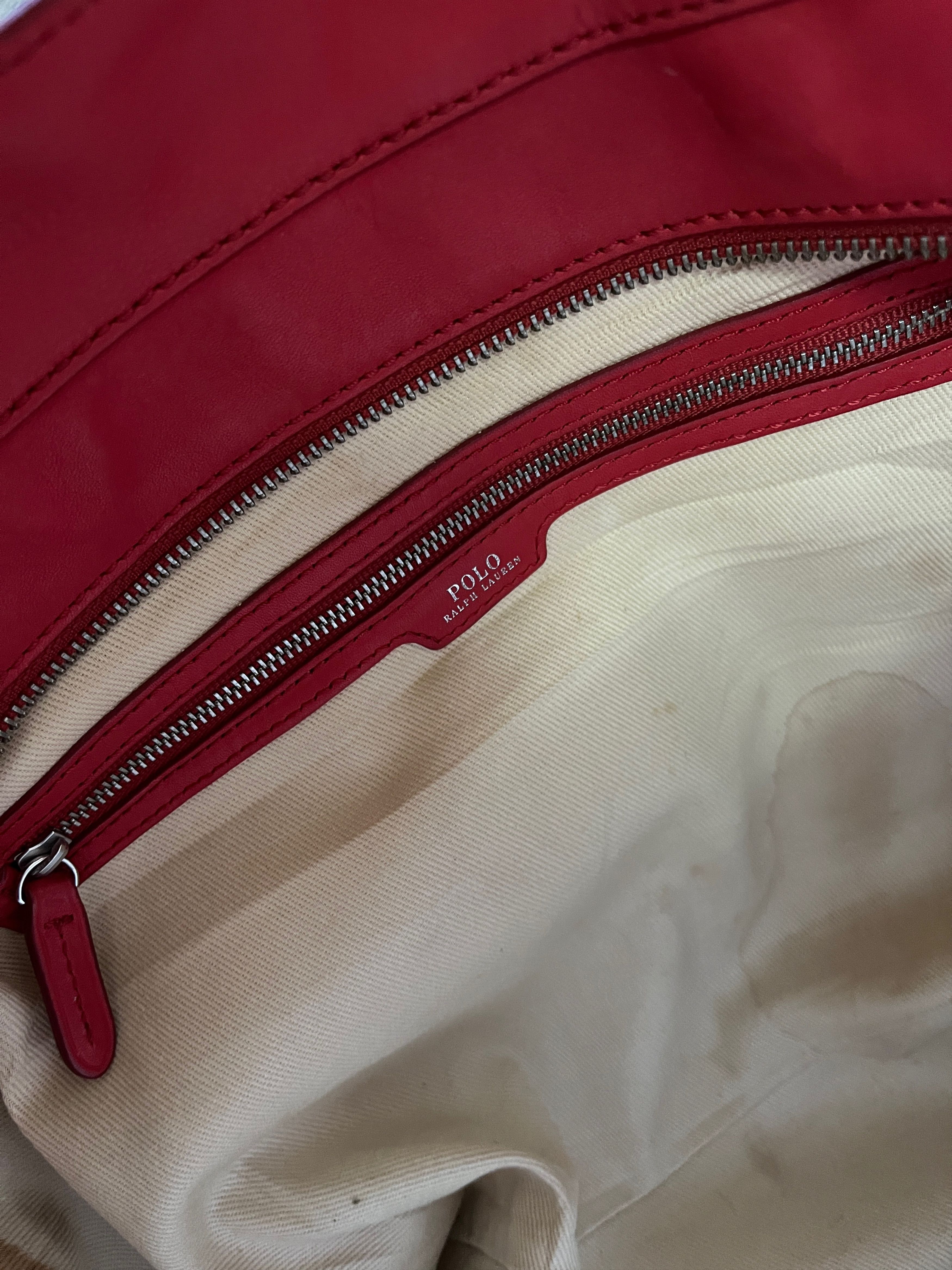 Polo Ralph Lauren Polo RL Full Leather in Red Tote Shoulder Bag Size ONE SIZE - 13 Thumbnail