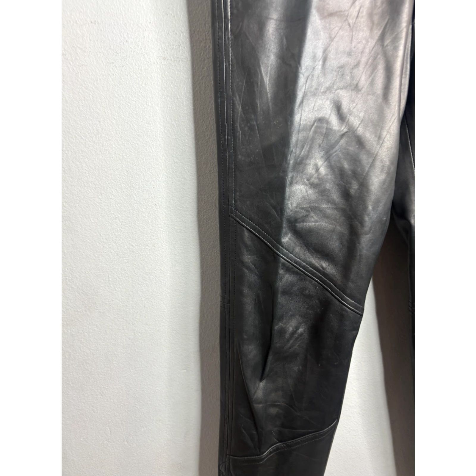 Ralph Lauren Rugby Ralph Lauren Pants Womens 4 Black Leather Skinny Ankle Moto Zip Pockets Size 27" / US 4 / IT 40 - 2 Thumbnail