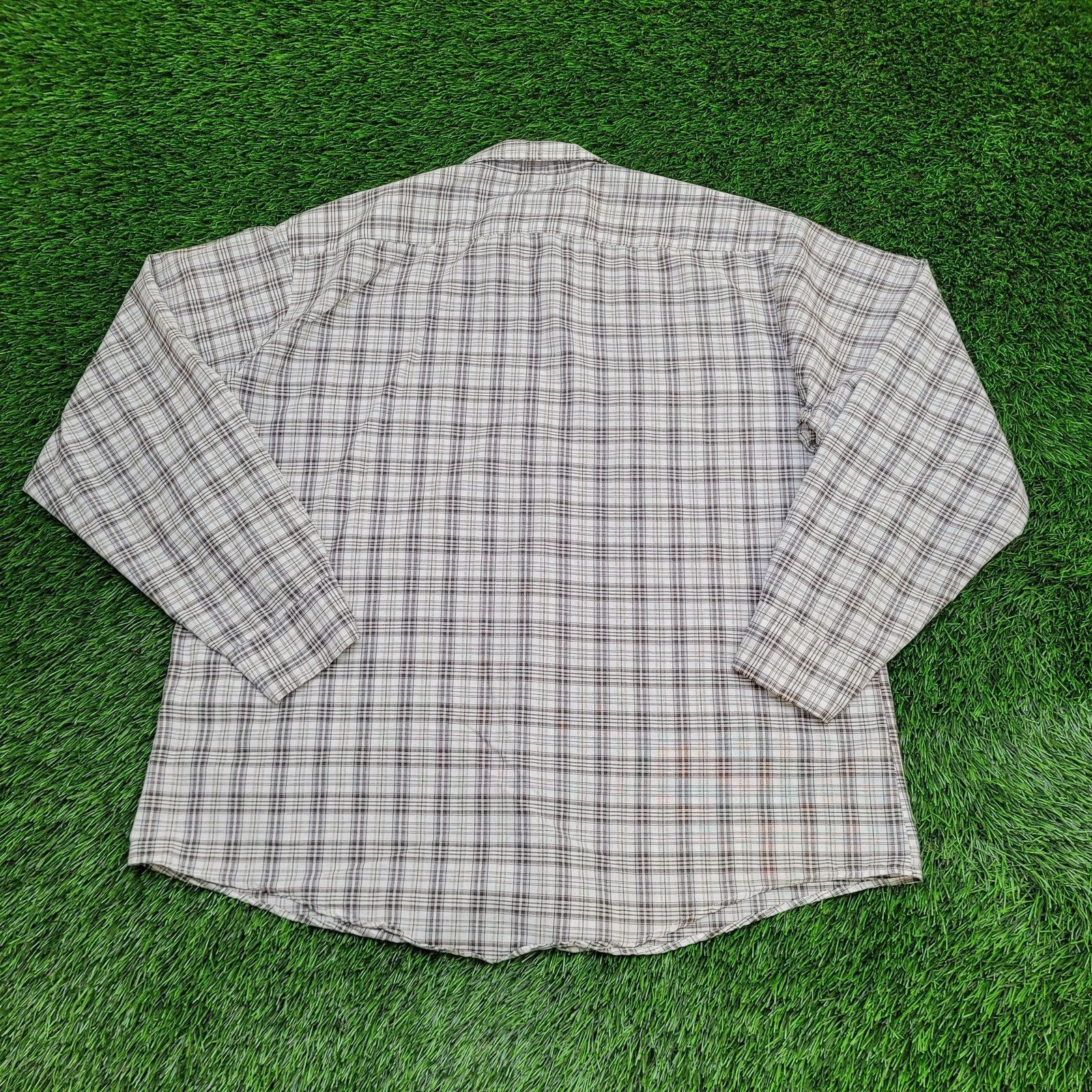 Vintage VTG 80s Western Plaid Shirt XL Perma-Prest Beige Brown White Size US XL / EU 56 / 4 - 4 Thumbnail