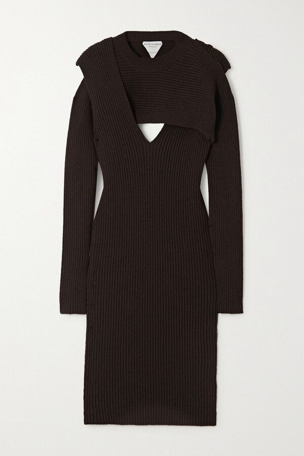 Bottega Veneta o1y0725 Midi Dress in Dark Brown Size M / US 6-8 / IT 42-44 - 1 Thumbnail