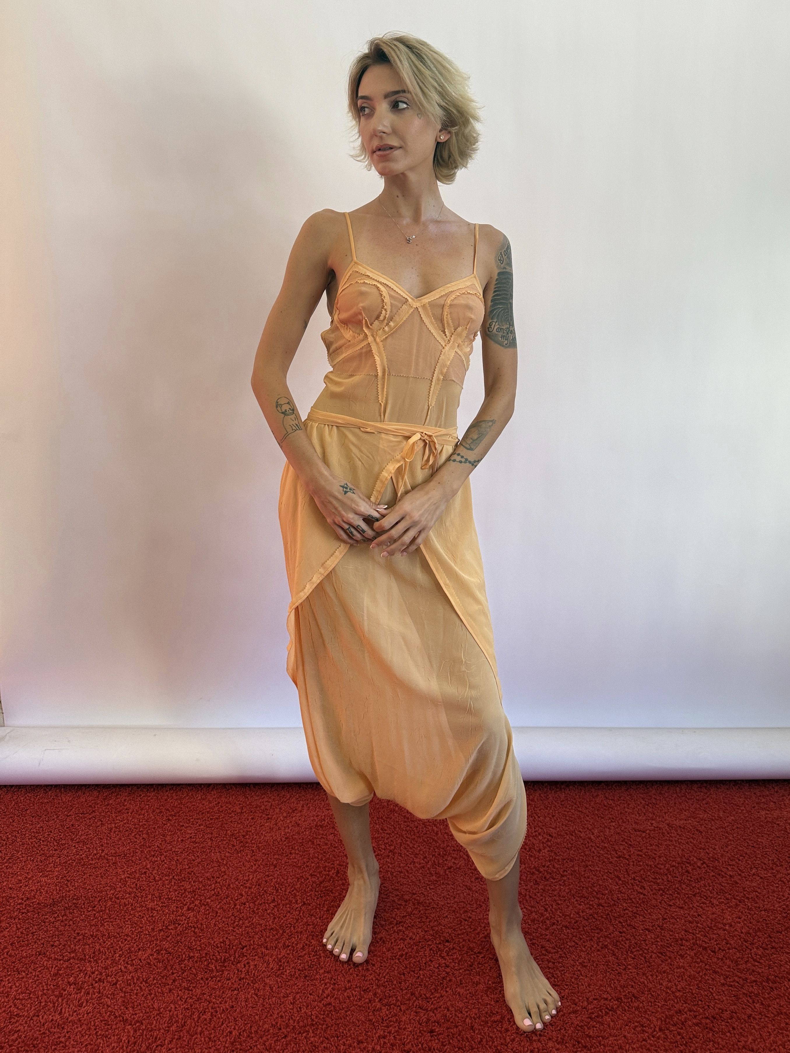 Jean Paul Gaultier vintage New Insane Long Wrap Dress Textured Fabric Size L / US 10 / IT 46 - 1 Thumbnail
