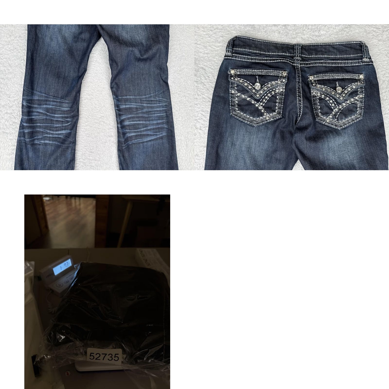Denime Women Embellished Jeans Blue 28x30 Low Rise Bootcut Rhinestone Flap Pocket Denim Size 28" / US 6 / IT 42 - 10 Thumbnail
