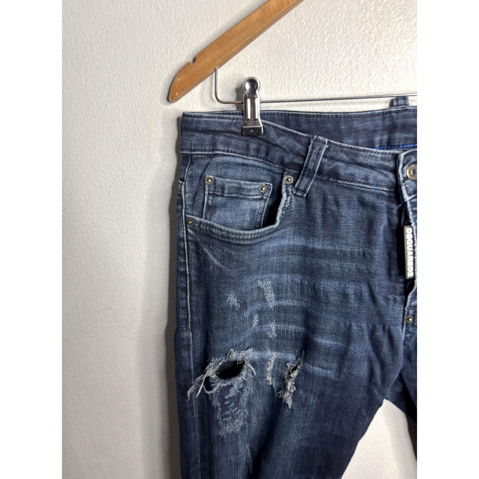 Dsquared2 DSQUARED2 Jeans Mens 50 Slim Blue Black Mr Jeans Mod 1986 Distressed Italy Size US 34 / EU 50 - 2 Thumbnail