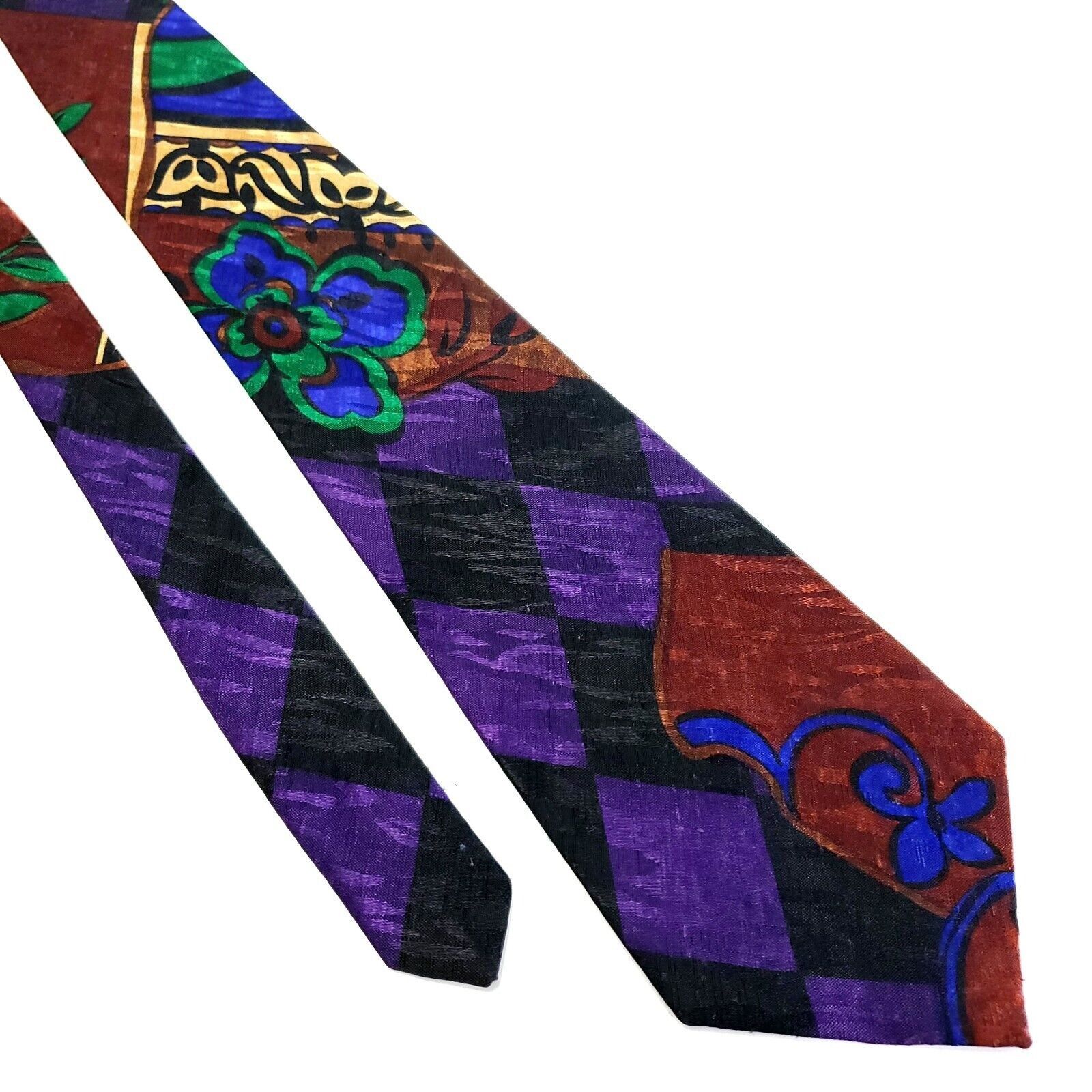 Designer Lord & Paril Polyester Tie Abstract Purple Short Wide Size ONE SIZE - 1 Thumbnail