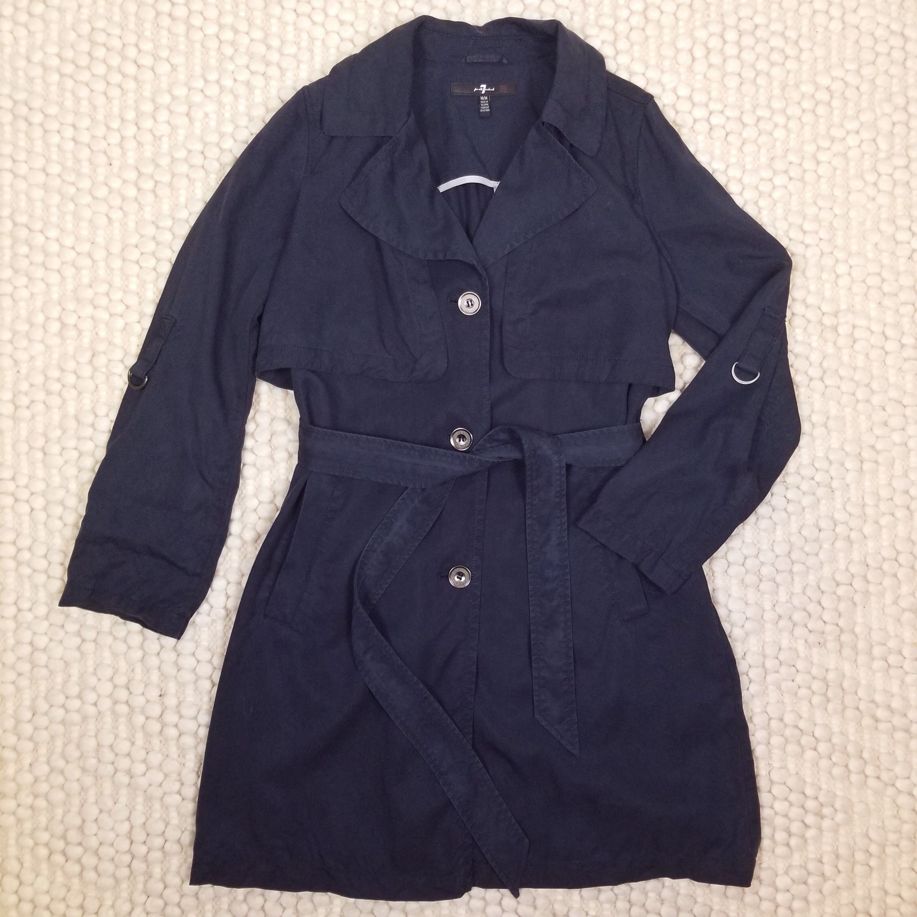 7 For All Mankind Soft Drape Sand Washed Tencel Single Breasted Trench Coat Size M / US 6-8 / IT 42-44 - 8 Thumbnail