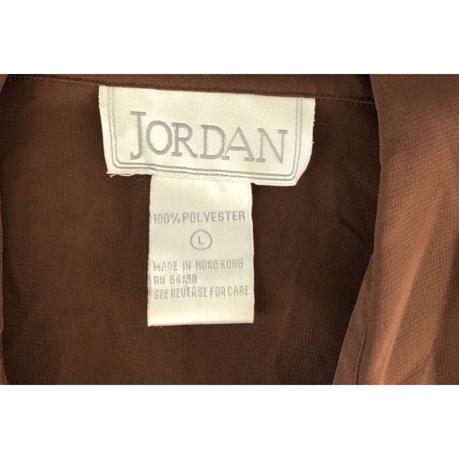 Jordan Brand VINTAGE Jordan Blouse Shirt L Brown Pleated Long Sleeve Flutter Cuffs Collared Career Women's Size L / US 10 / IT 46 - 4 Thumbnail
