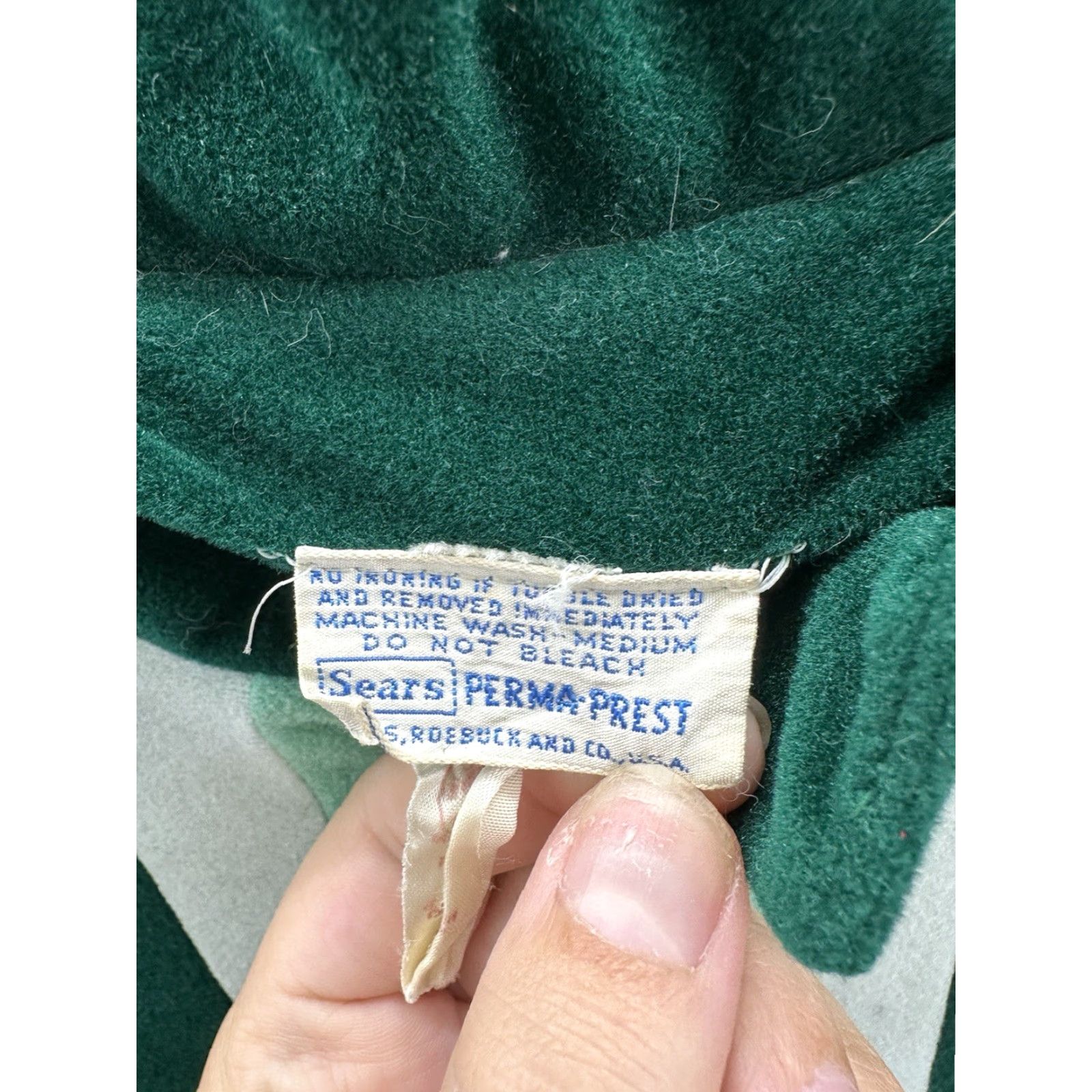 Sears VINTAGE Sears Womens Robe Sleepwear Size 10 Green Velour Long Sleeve Zip Up Kimono 80s 90s Womens Size L / US 10 / IT 46 - 5 Thumbnail
