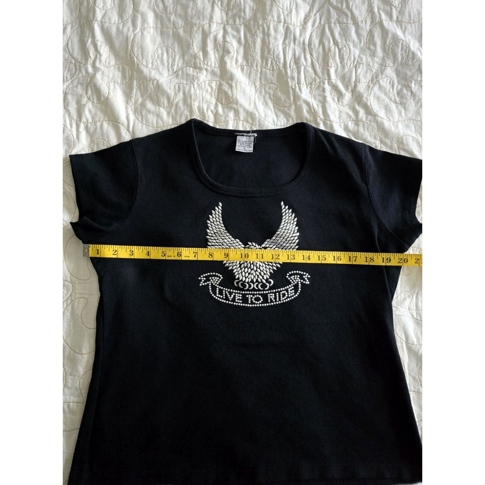 Vintage Live To Ride Studded Shirt Womens Large Black Cotton Motorcycle Eagle Tee Size L / US 10 / IT 46 - 5 Thumbnail