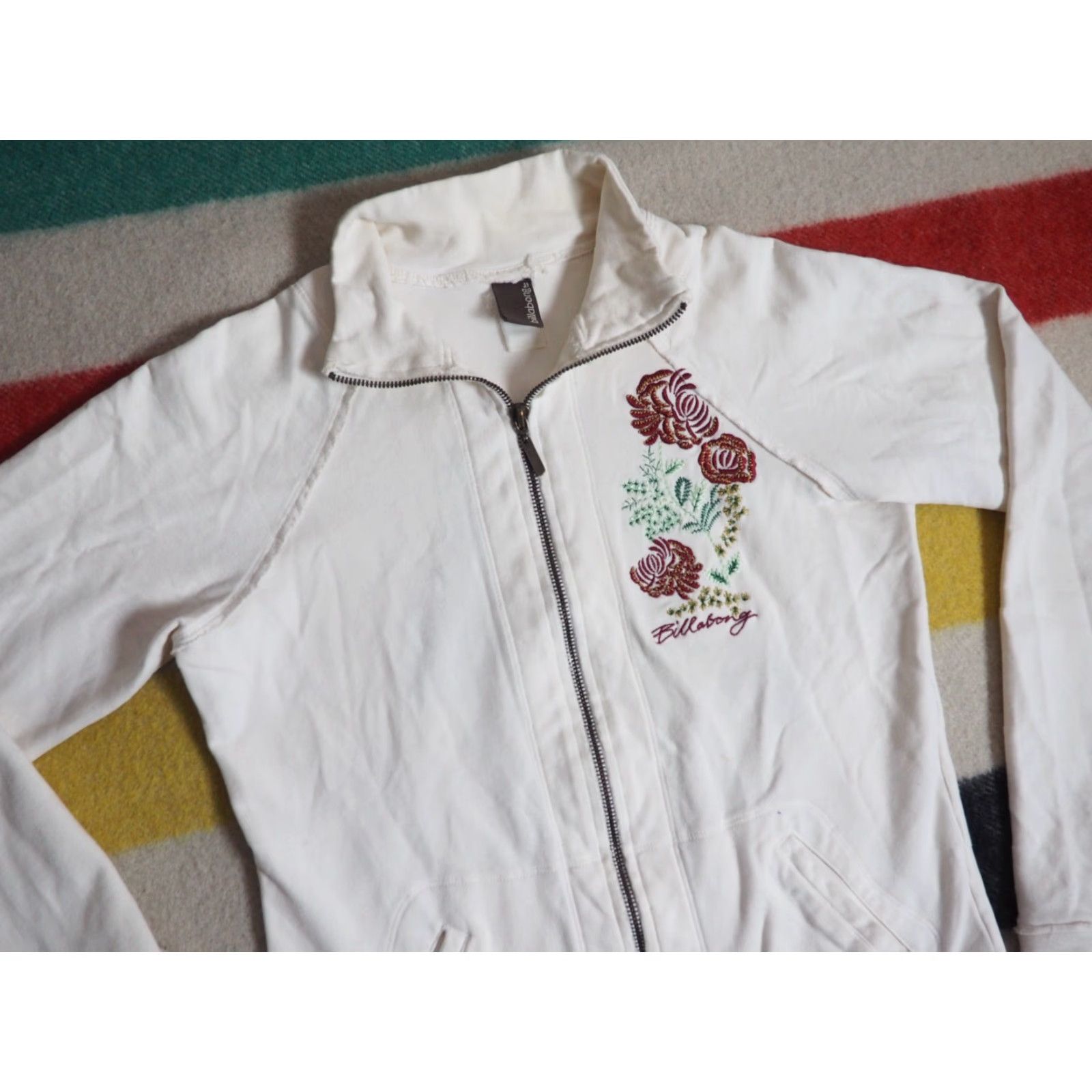 Billabong VINTAGE Billabong Sweatshirt Womens Full Zip Crew Neck Regular M Ivory Size M / US 6-8 / IT 42-44 - 4 Thumbnail