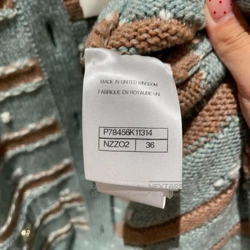 Chanel Chanel Green Cashmere Cardigan with Stripes . Size S / US 4 / IT 40 - 4 Thumbnail
