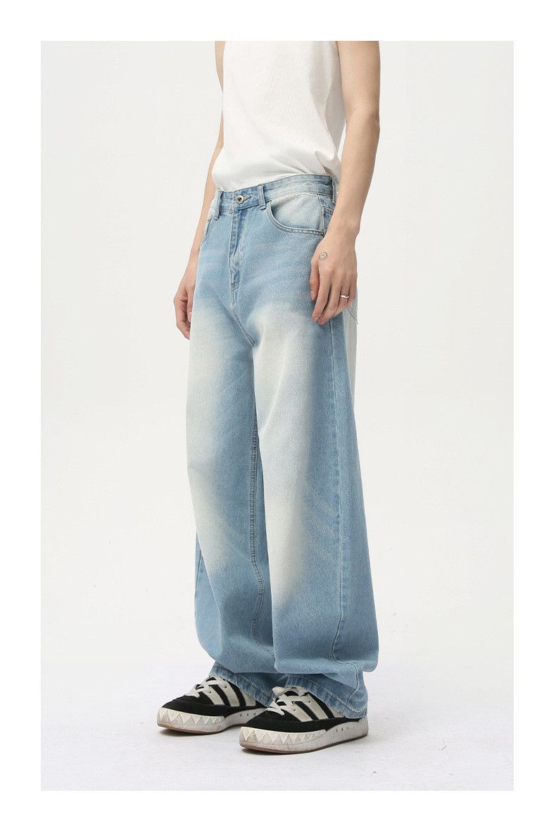 Japanese Brand Men's Japanese style distressed wide-leg curved wash jeans Size US 32 / EU 48 - 6 Thumbnail