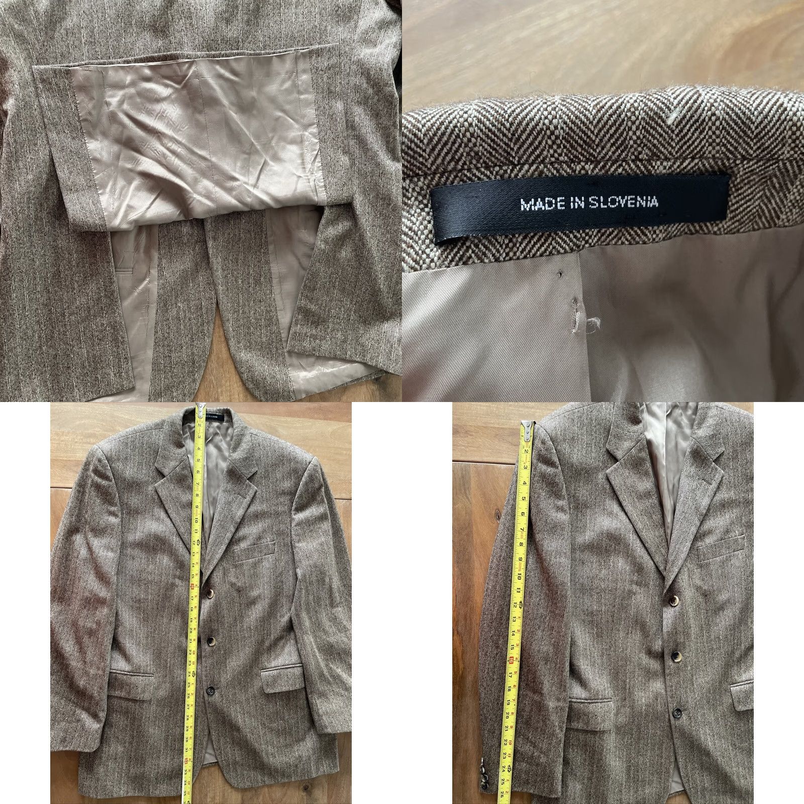 Hugo Boss HUGO BOSS Sport Jacket Mens 44R Wool Tweed Herringbone Double-Vented Brown Blazer Loro Piana Zelander Merino Wool JACKET/COAT BUTTON Styled? Size 44R - 8 Thumbnail