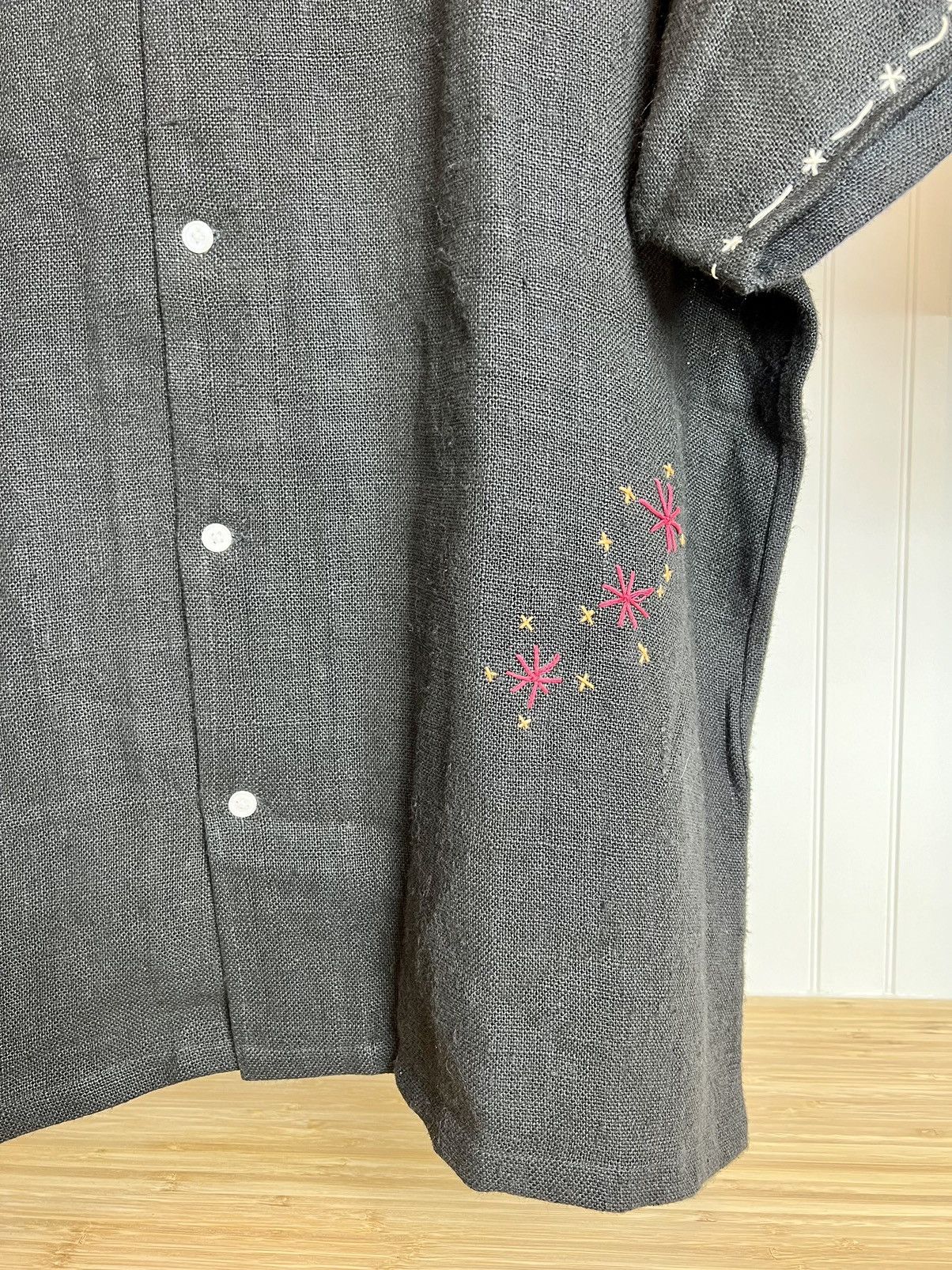 Bode New 1 of 1 Bengali Embroidered Indian Linen Black Shirt L/XL Size US L / EU 52-54 / 3 - 3 Thumbnail