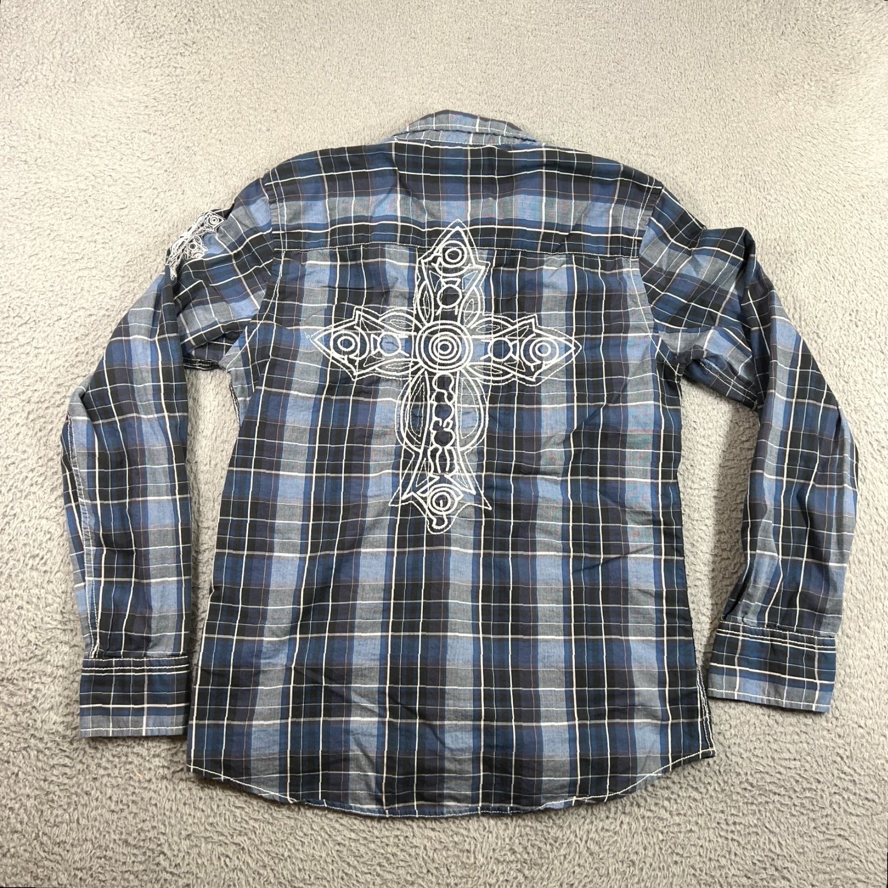 Vintage Buckle BKE Mens Shirt Long Sleeve Cotton Plaid Western Cowboy Embroidered Pearl Snap S Size US S / EU 44-46 / 1 - 6 Thumbnail