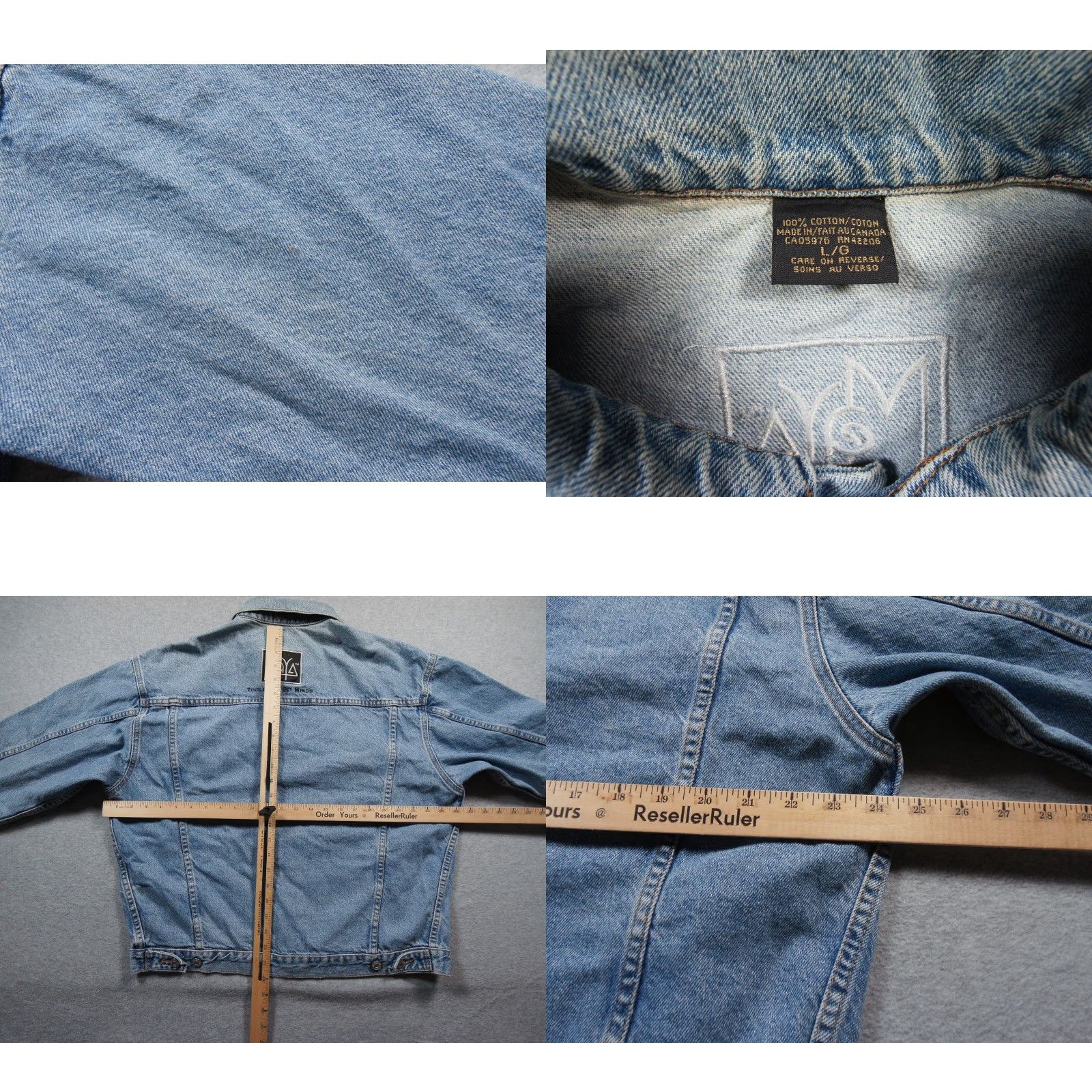 Denime VINTAGEAlias Wavefront Jacket Mens Large Blue Denim Jean Trucker Software Tech Shirt Size US 33 - 8 Thumbnail