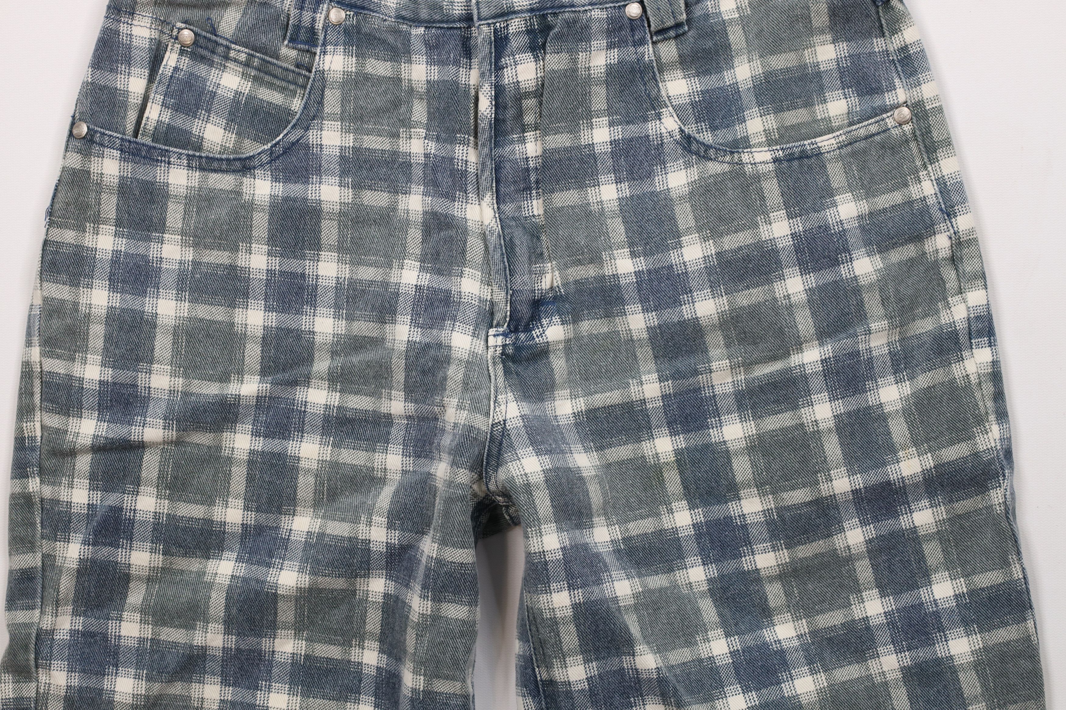 Vintage Vintage 90s Streetwear Fit Denim Jean Shorts Jorts Plaid Size US 30 / EU 46 - 3 Thumbnail