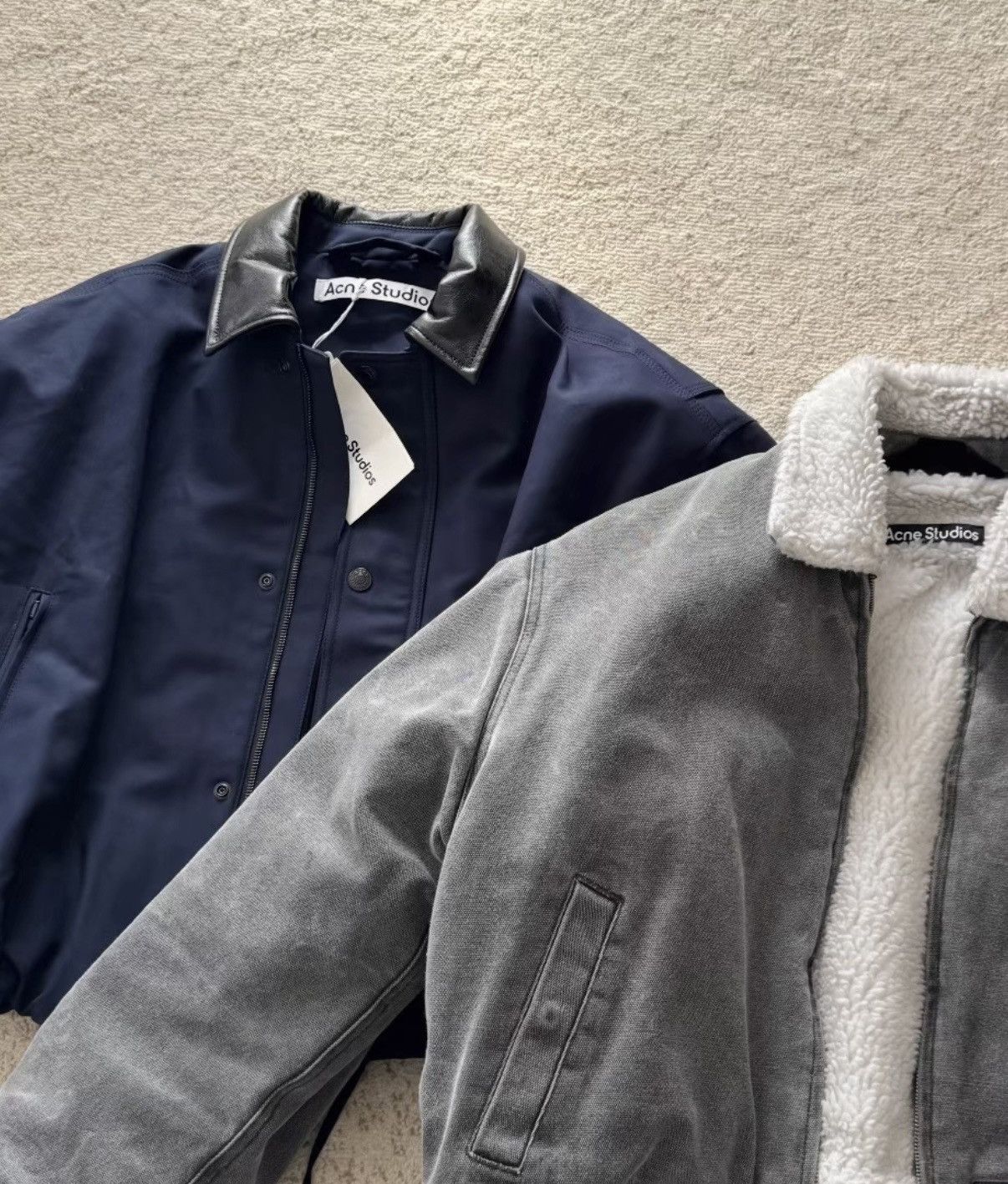 Acne Studios Acne Studios 25FW Dark Blue Leather Collar Bomber Jacket Size US M / EU 48-50 / 2 - 5 Thumbnail
