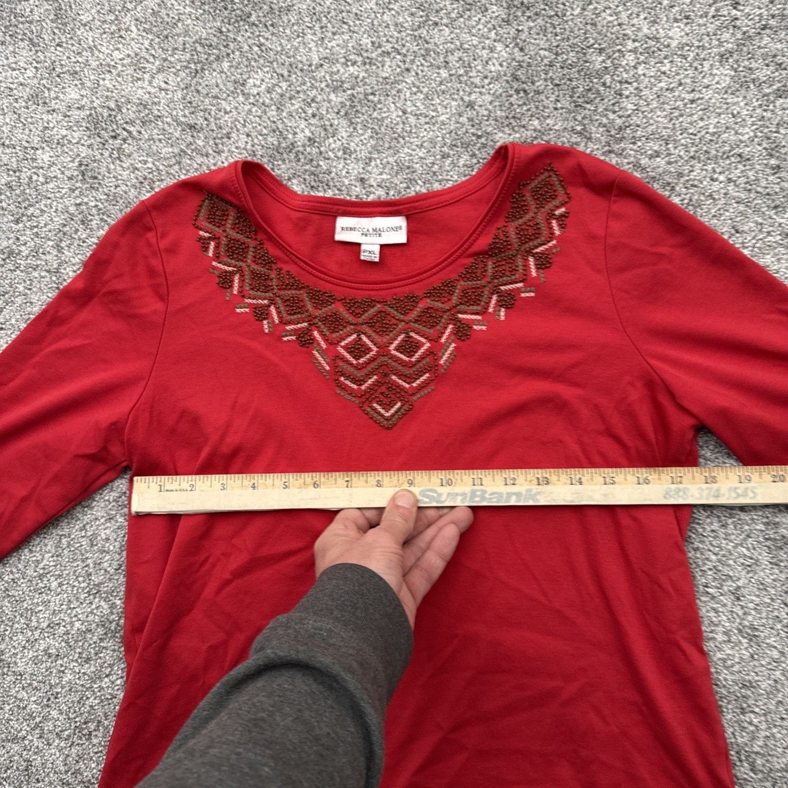 Other Rebecca Malone Top Womens PXL Petite Beaded Embellished Boho Size XL / US 12-14 / IT 48-50 - 3 Thumbnail