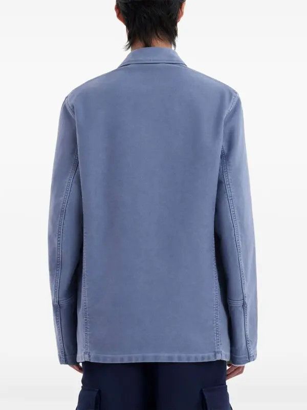 Marni o1w1db11125 Logo-Applique Cotton Shirt Jacket in Blue Size US L / EU 52-54 / 3 - 3 Thumbnail