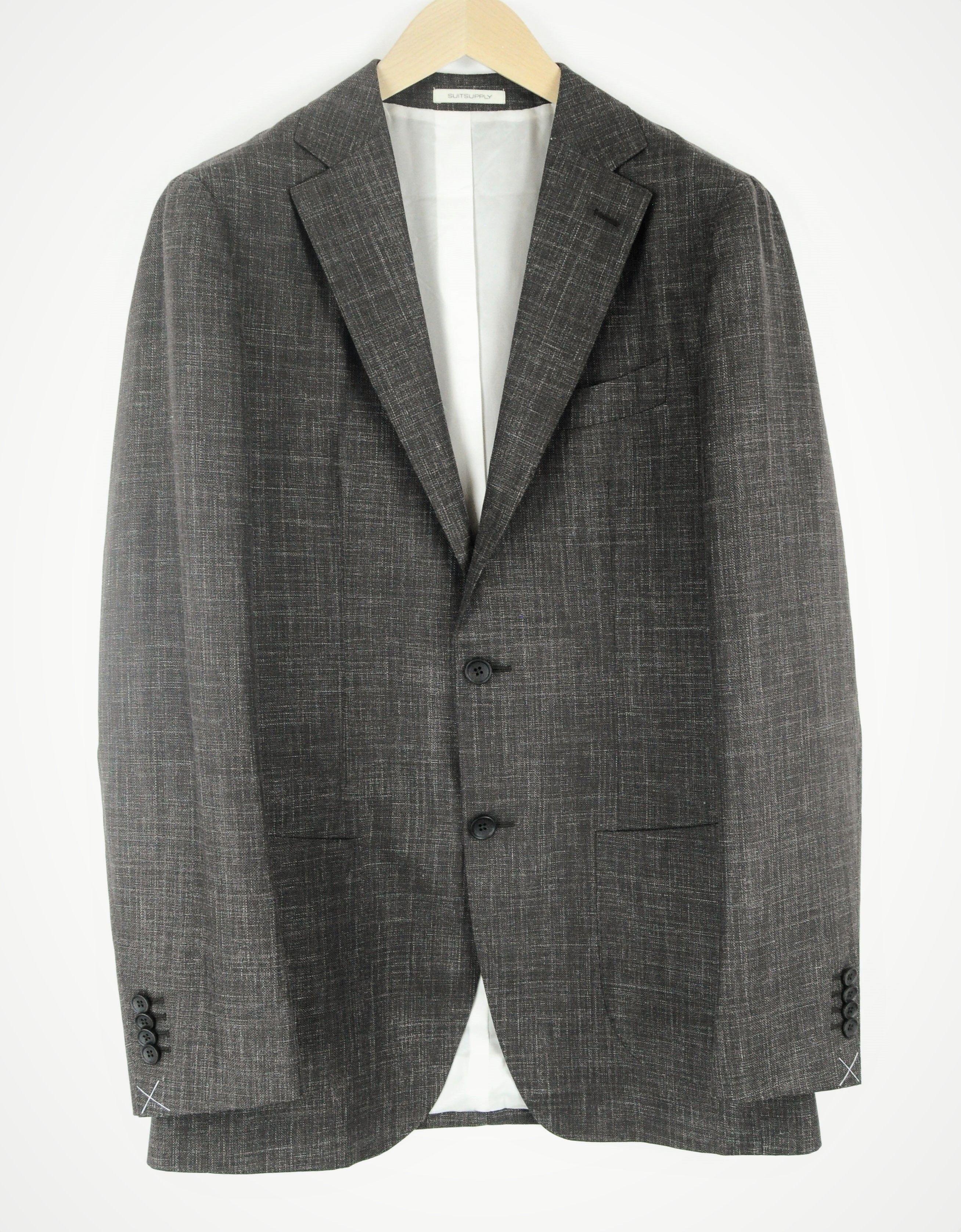 image of Suitsupply Havana Patch Uk40L Slim Wool Silk Linen Blazer 55944 in Brown, Men's
