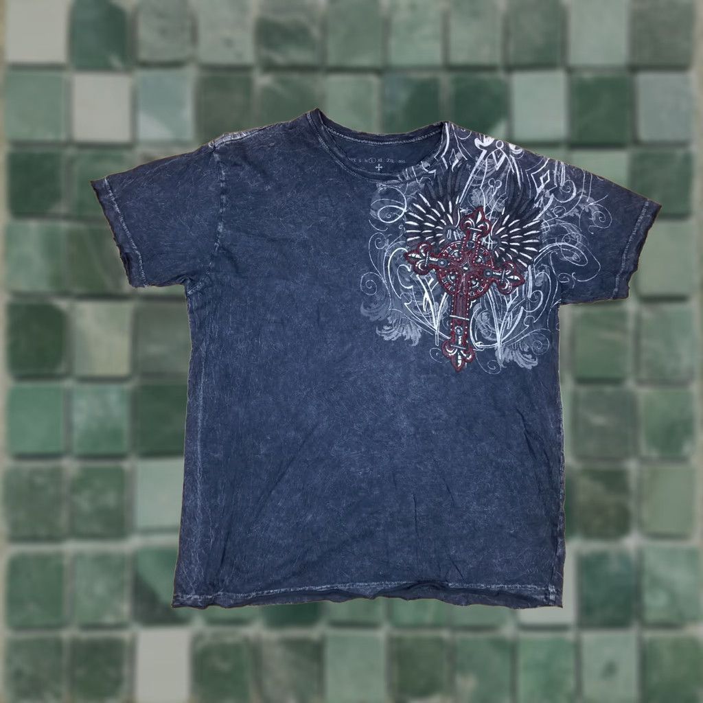 Vintage VINTAGE Y2K AFFILICTION GRUNGE WINGS T-SHIRT SZ LARGE Shirt Mens Gray Cotton Short Sleeve Round Neck USA Band Rock Retro 90s Size US L / EU 52-54 / 3 - 1 Thumbnail