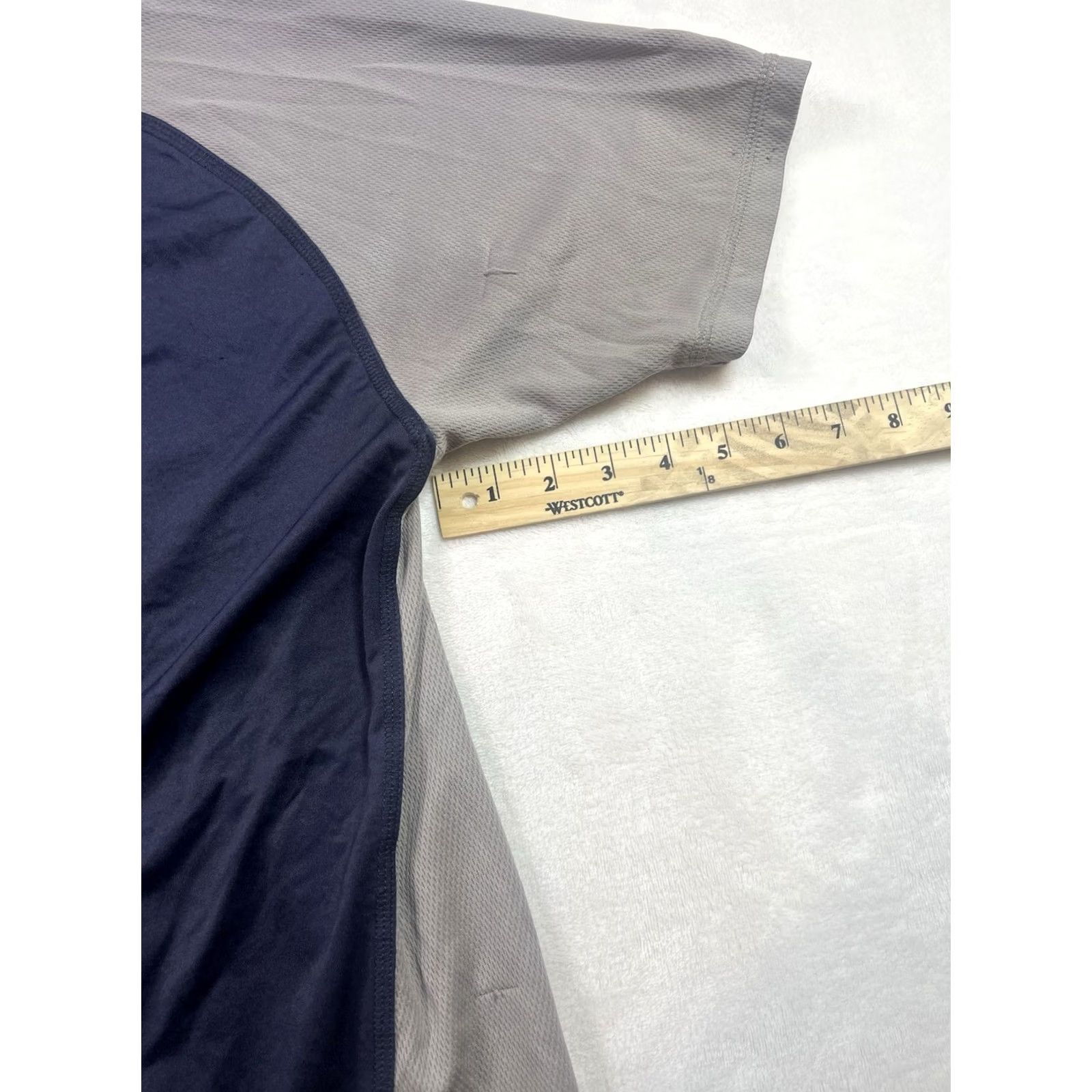 Vintage Roundy Apparel Shirt Short Men's M Navy Blue/Gray Logo Dri-Power Crew Neck Cotton? Polyester Knit T-Shirt Beige? Size US M / EU 48-50 / 2 - 4 Thumbnail