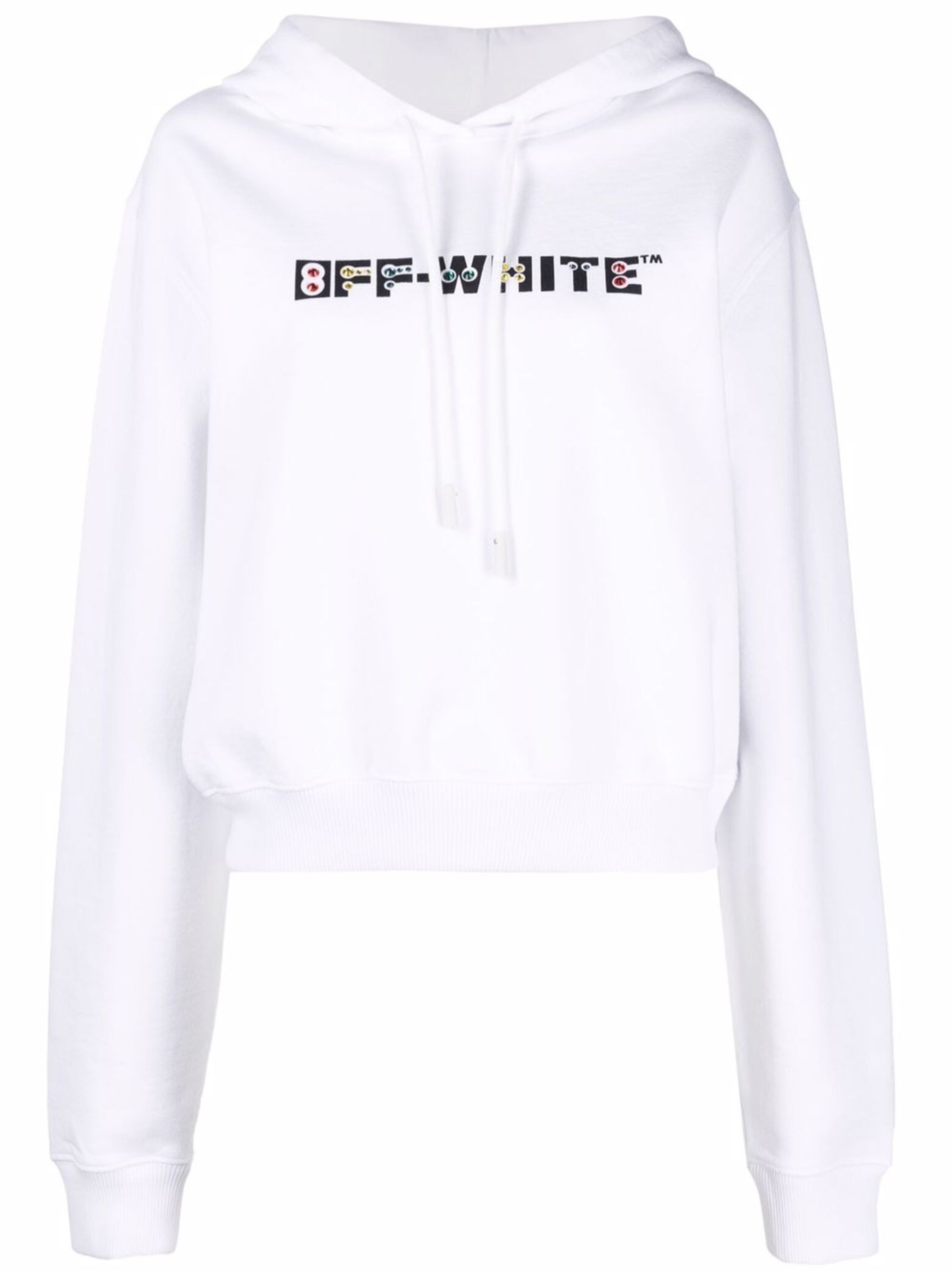 Off-White o1gr1nt1124 Geometric Logo Cropped Hoodie in White Size M / US 6-8 / IT 42-44 - 1 Thumbnail