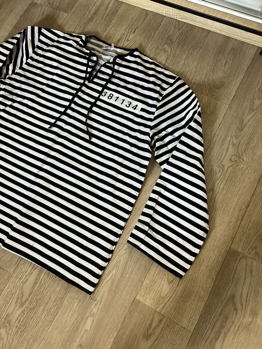 Japanese Brand × Vintage × uniform experiment Vintage Prison Striped Uniform Longsleeve Tee Shirt Size US XL / EU 56 / 4 - 3 Thumbnail